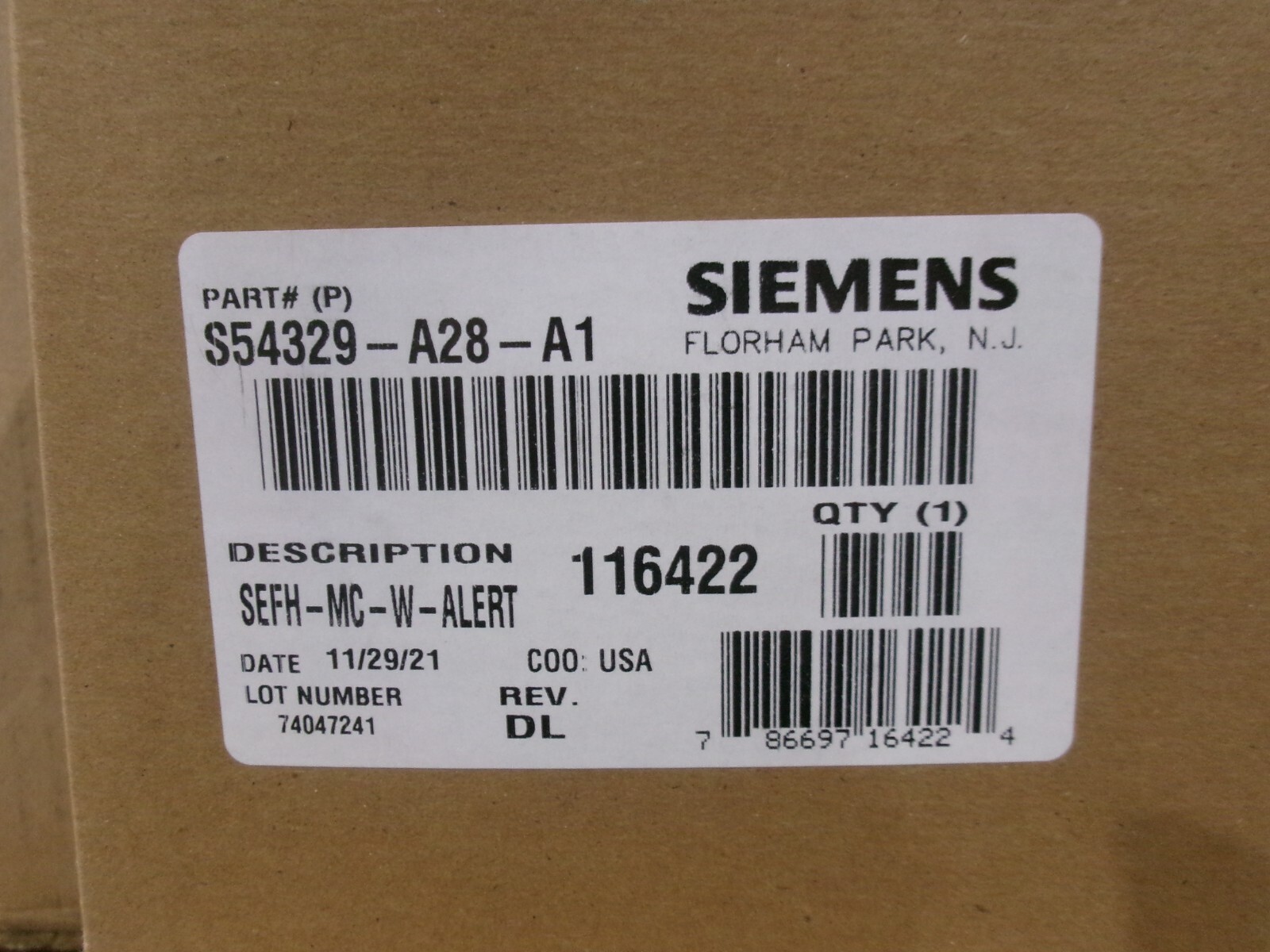 New Siemens S54329-A28-A1 SEFH-MC-W-ALERT White Wall Mount Speaker Strobe