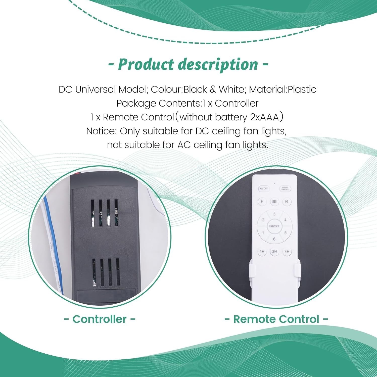 Universal Ceiling Fan Remote Control Kit Replacement, 6-Speed & Timing, Remote R