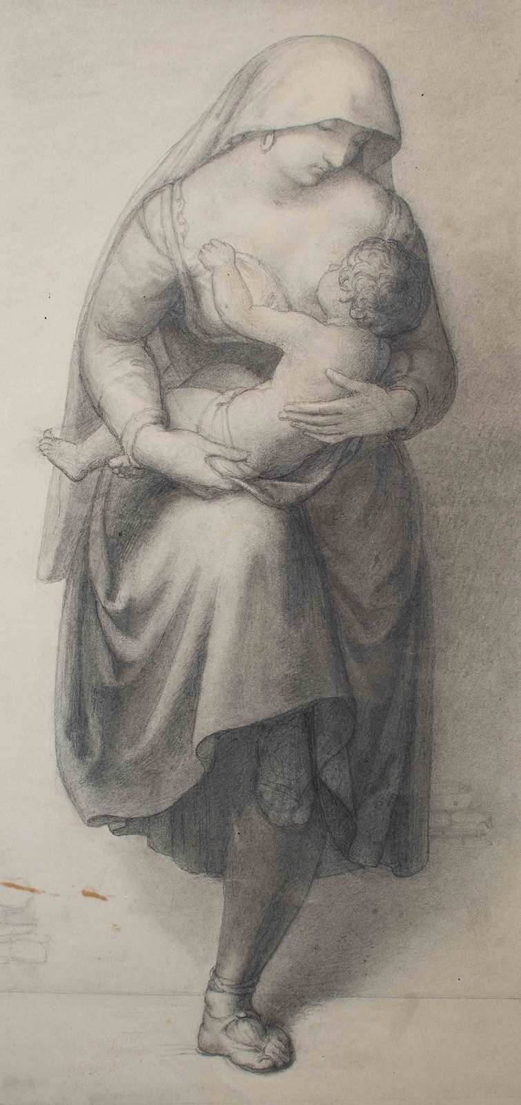 Mutter Kind Allegorie Nazarener Klassizismus Johann Christian Lotsch Blei 1868