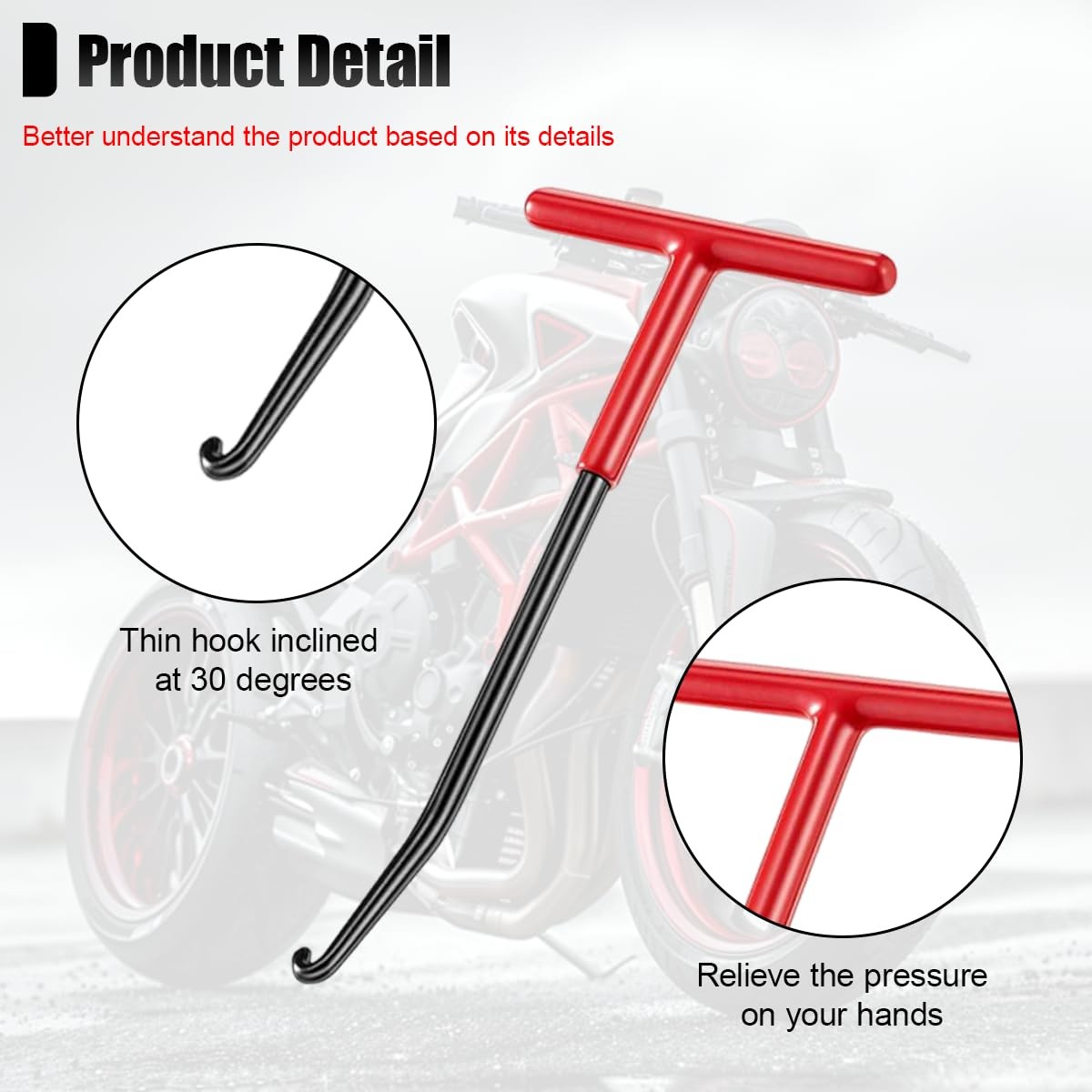 Motorcycle Exhaust Spring Hook, T Shaped Handle with Rubber Coating Accessories