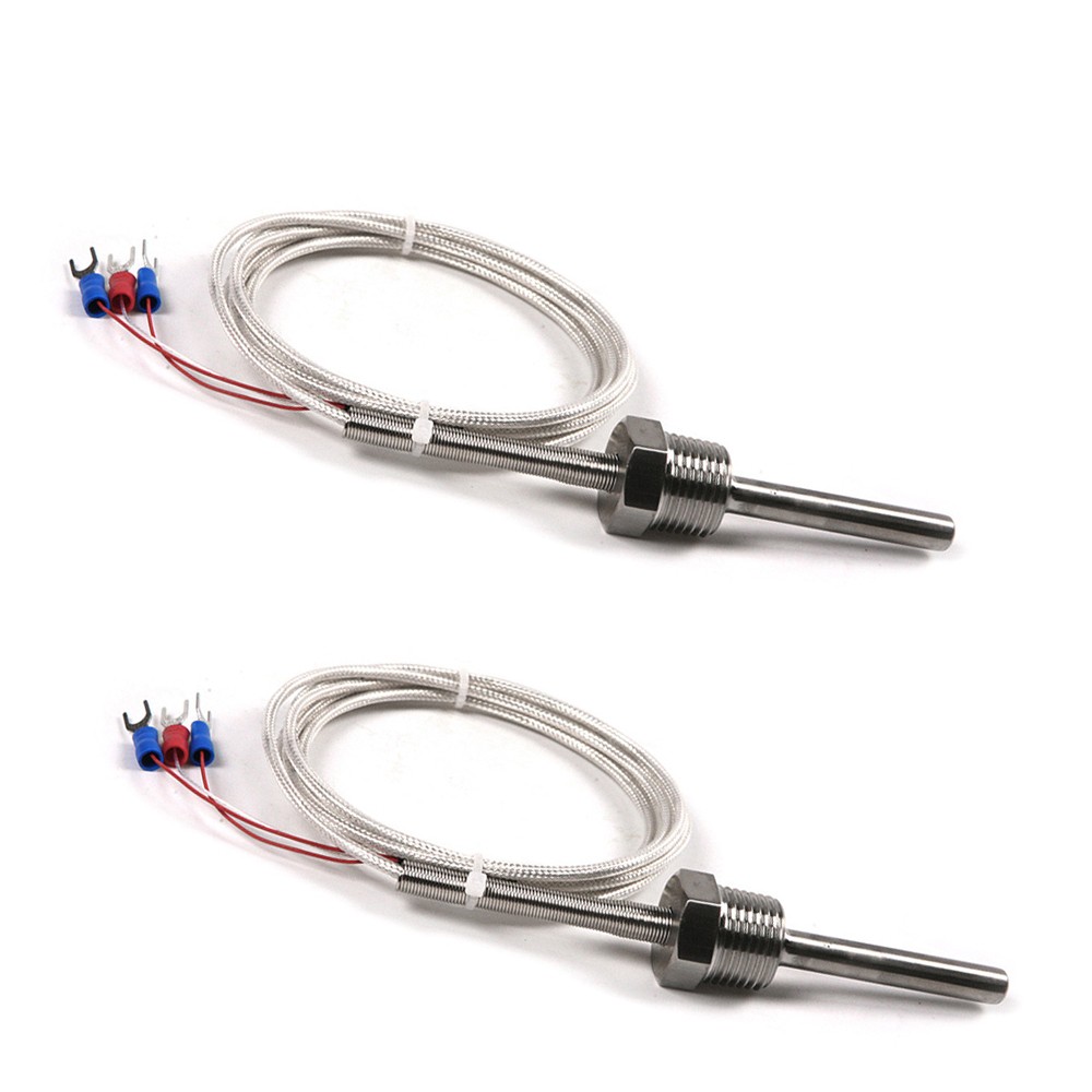 2x Temperature Sensor Probe Waterproof Pt100 Ohm Probe Sensor w/ Insulation Lead