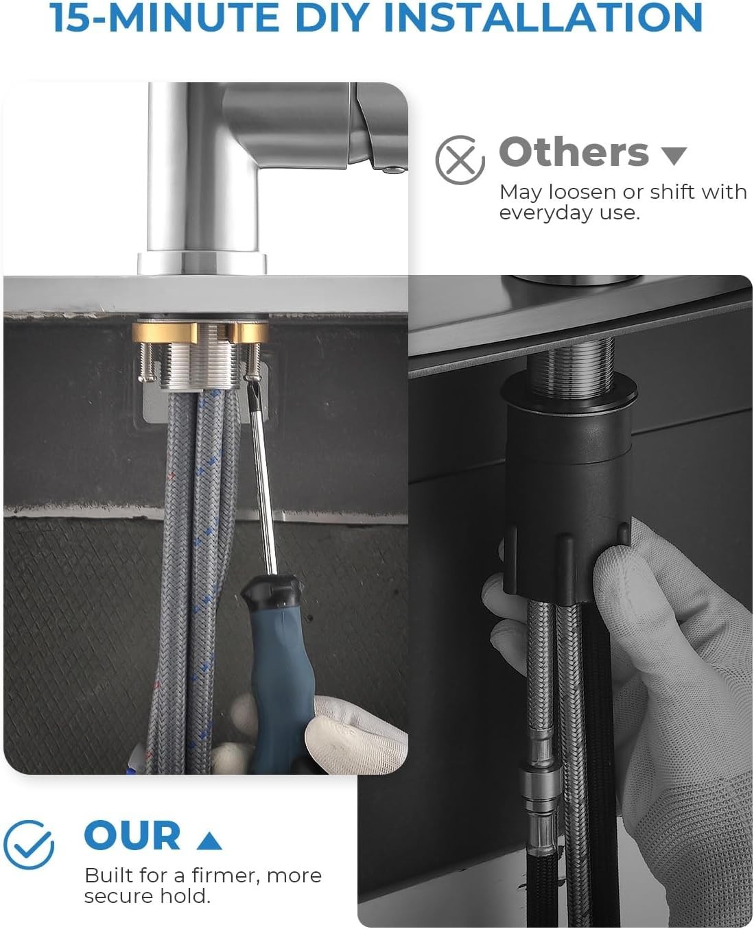 Lead-Free Kitchen Faucet with Pull Down Sprayer & 3 Spray Modes - Brushed Nickel