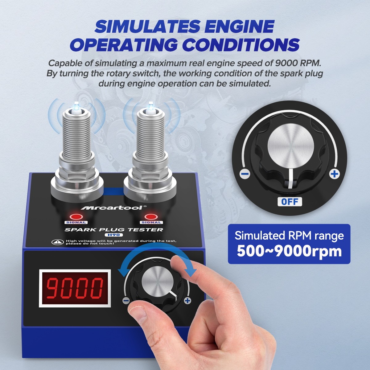 Spark Plug Tester 12V Gasoline Car Ignition Analyzer Dual Hole Diagnostic Tool