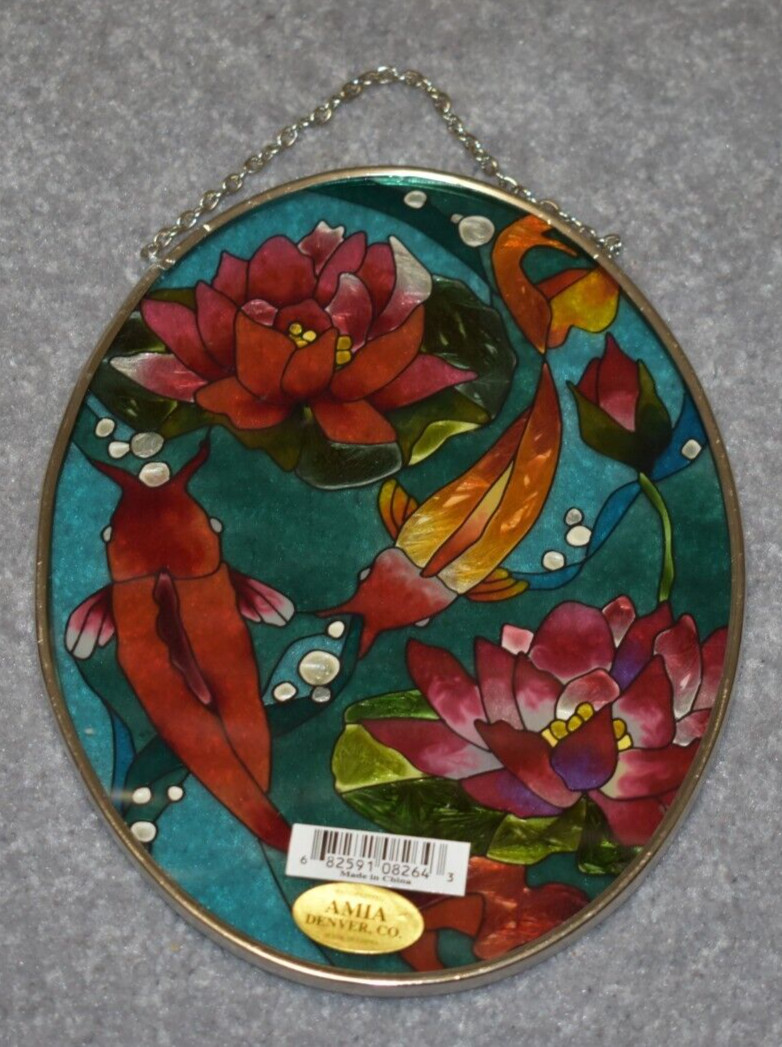#8264 GOLDFISH MEDIUM OVAL HAND PAINTED GLASS DECOR 7" X 5.5"