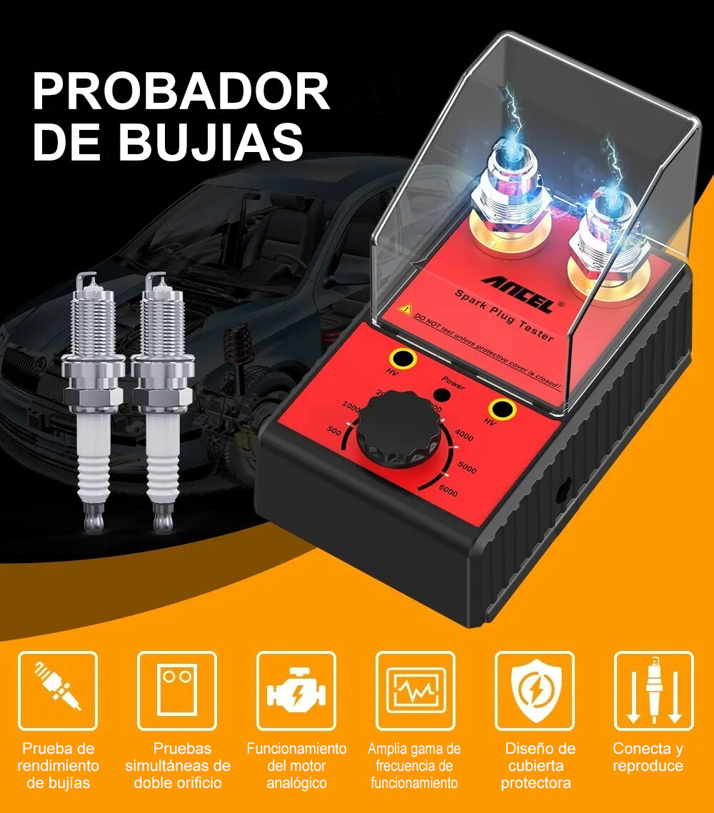 Spark Plug Tester Dual Hole Diagnostic Tool 12V Gasoline Car Ignition Analyzer