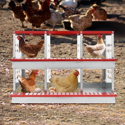 2-Layers 6-Compartments Chicken Nesting Case Chicken Coop Box Nesting Box 50kg