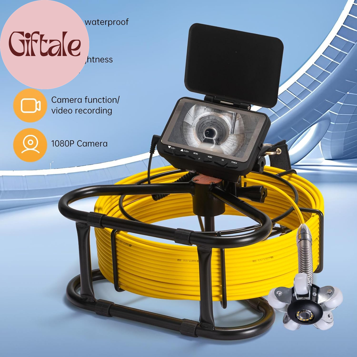 Sewer Camera 66Ft,Drain Pipe Camera HD 4.3In Screen DVR 17MM Plumbing Snake Bore