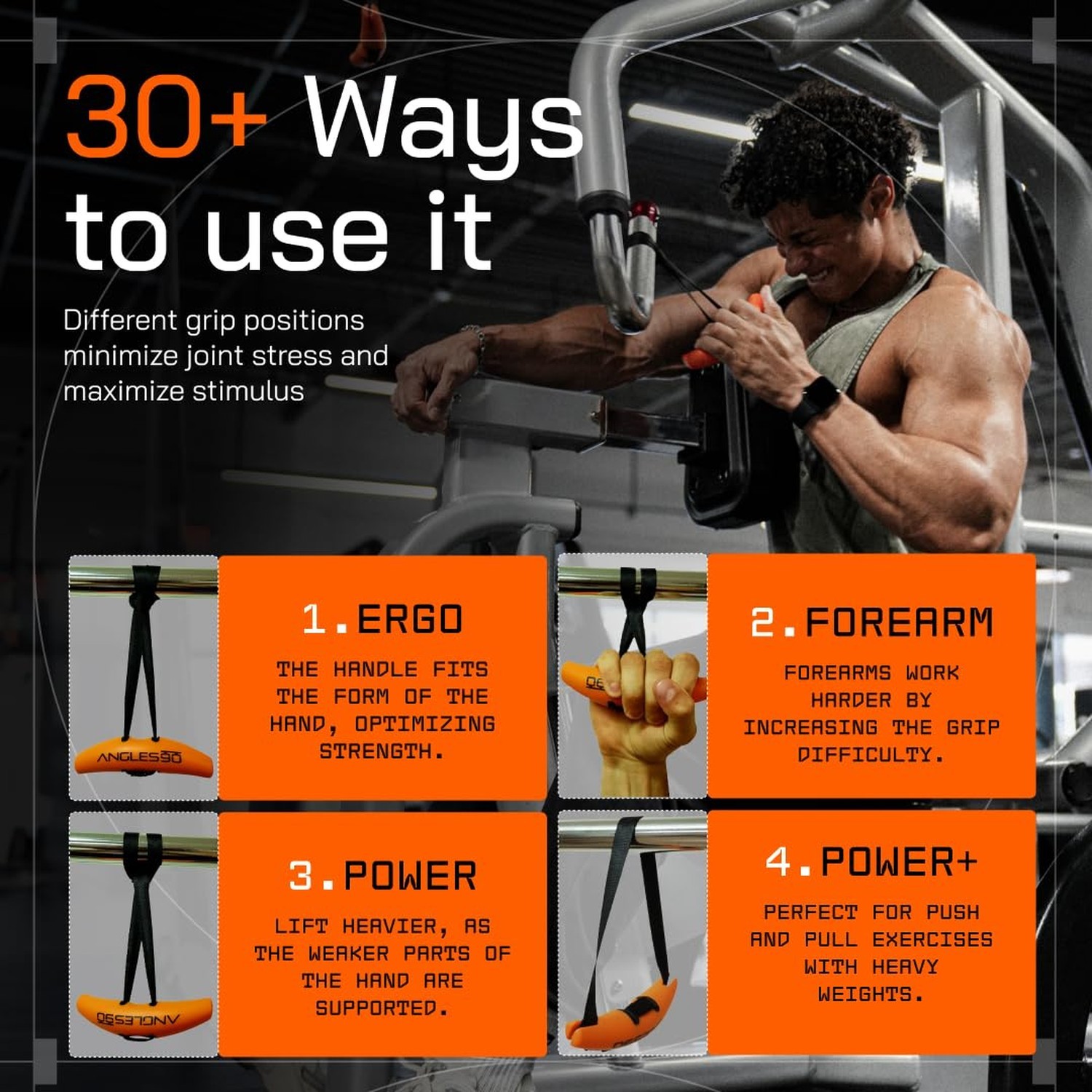 Angles90 Original Pull-Up Grips - Lat Pulldown Attachment - T-Bar Row & Cable...