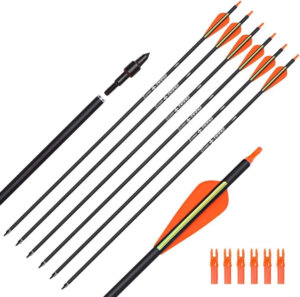 SHENG-RUI Carbon Arrow Hunting Arrows with 100 Grain Tip 28inch, 6pcs 28inch