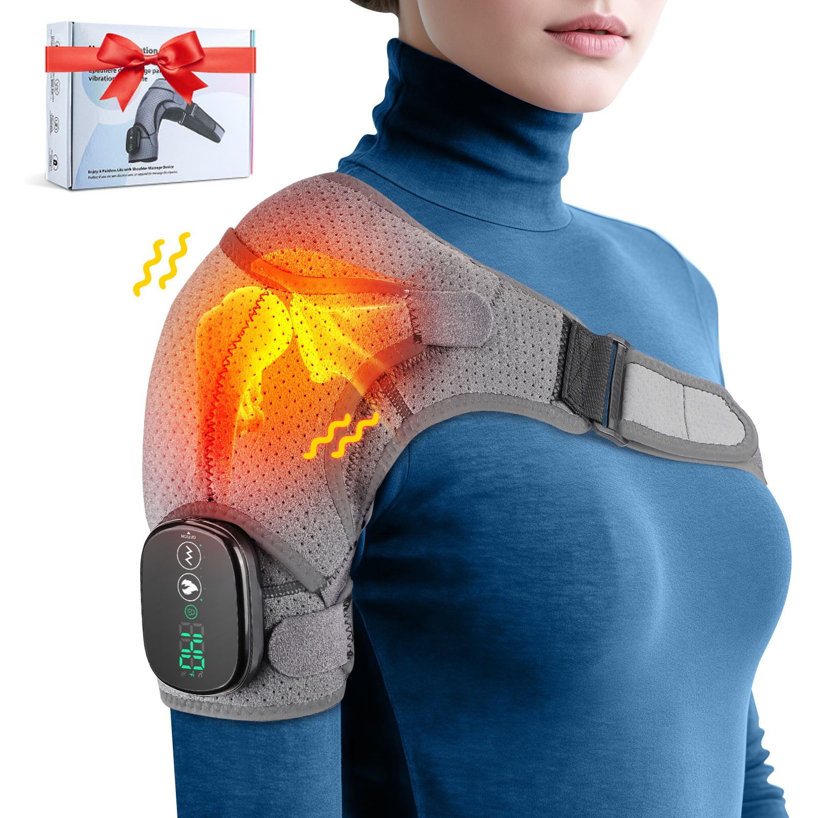 Electric Heated Shoulder Massager Brace with Vibration Therapy Joint Pain Relief