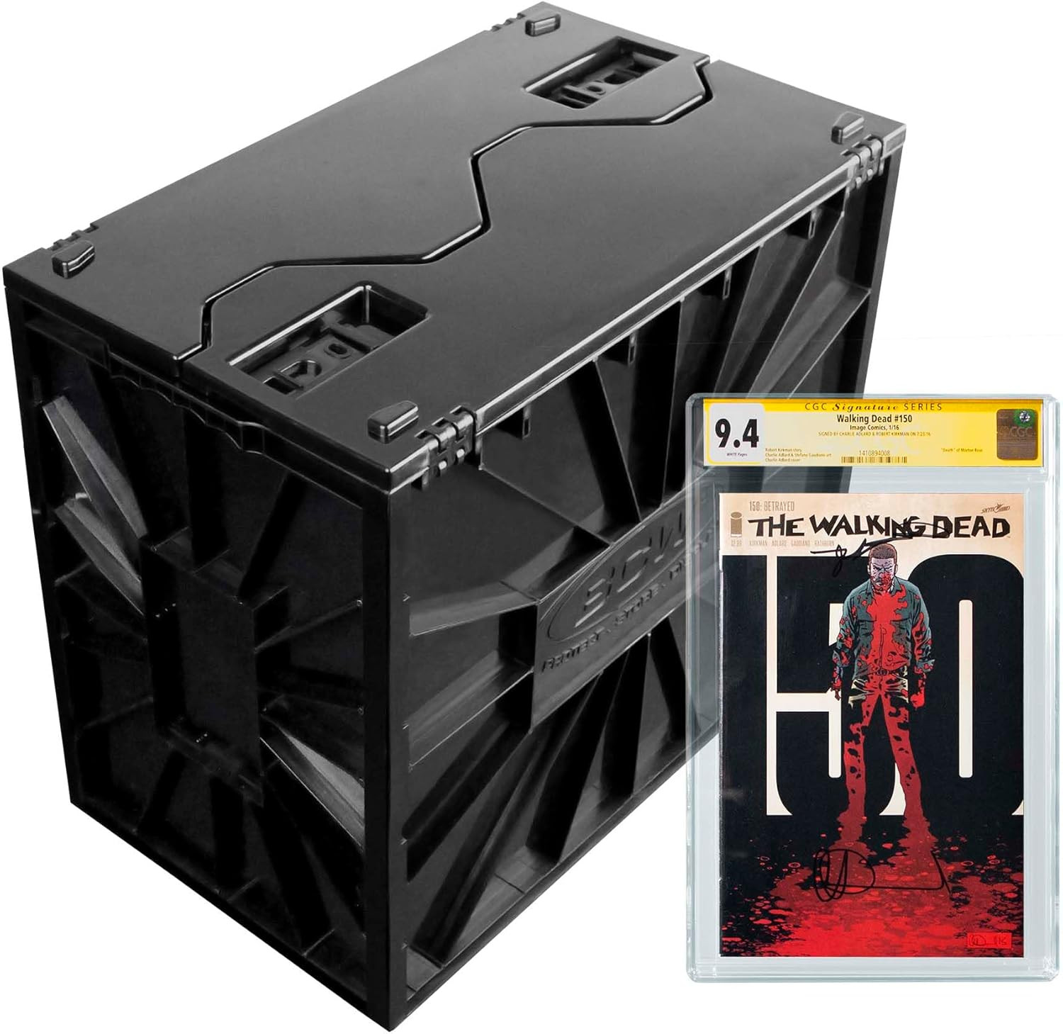 Stackable Black Comic Book Bin (5 Pack) - Holds 30 Graded Comics