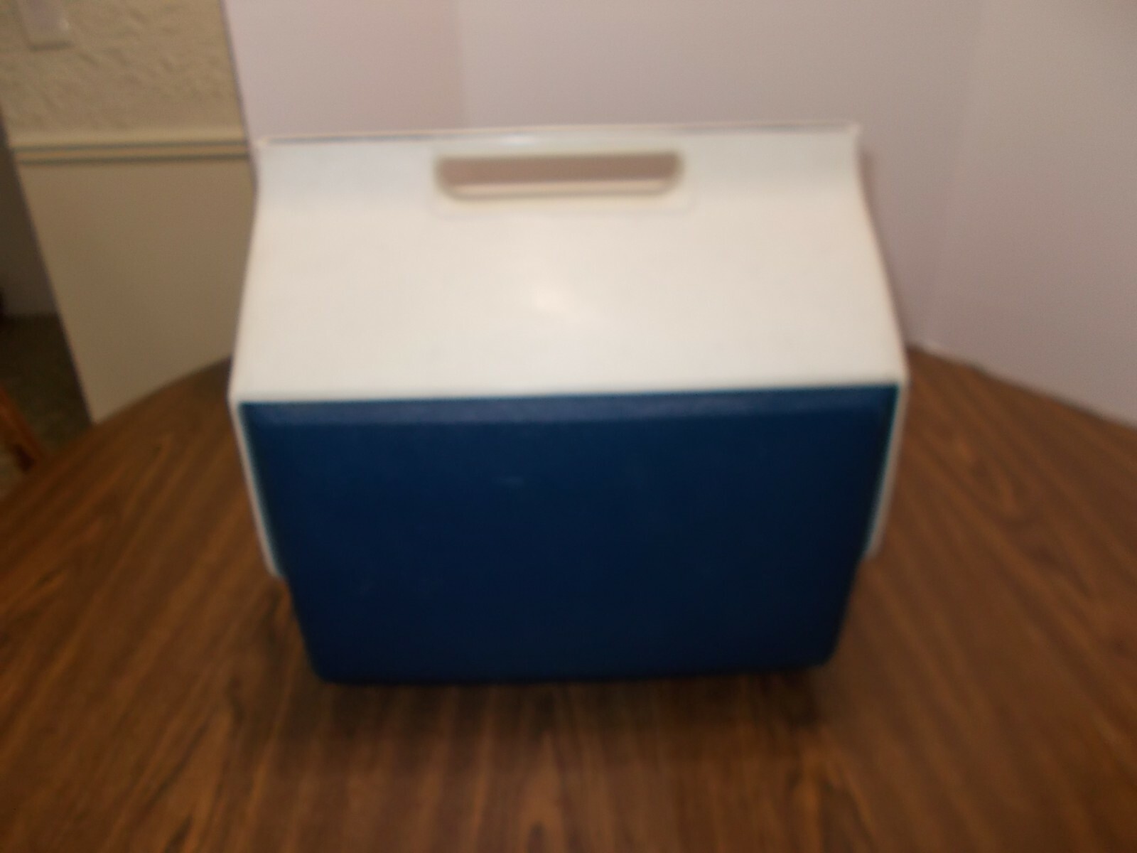 Vintage Blue & White Playmate Cooler By Igloo With Push Button Open