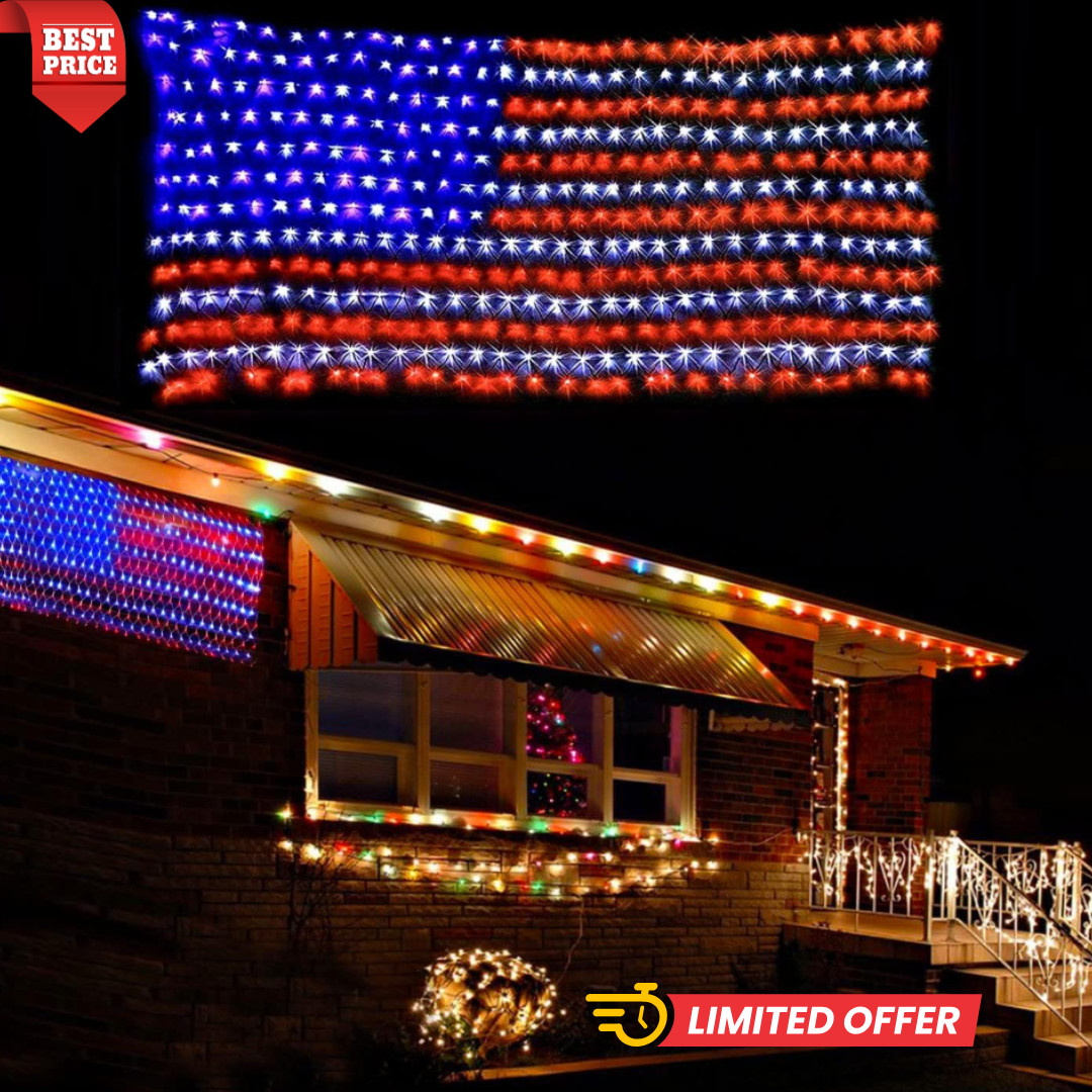 American Flag String Lights Waterproof Led Flag Net Light with 420 Super Bright*