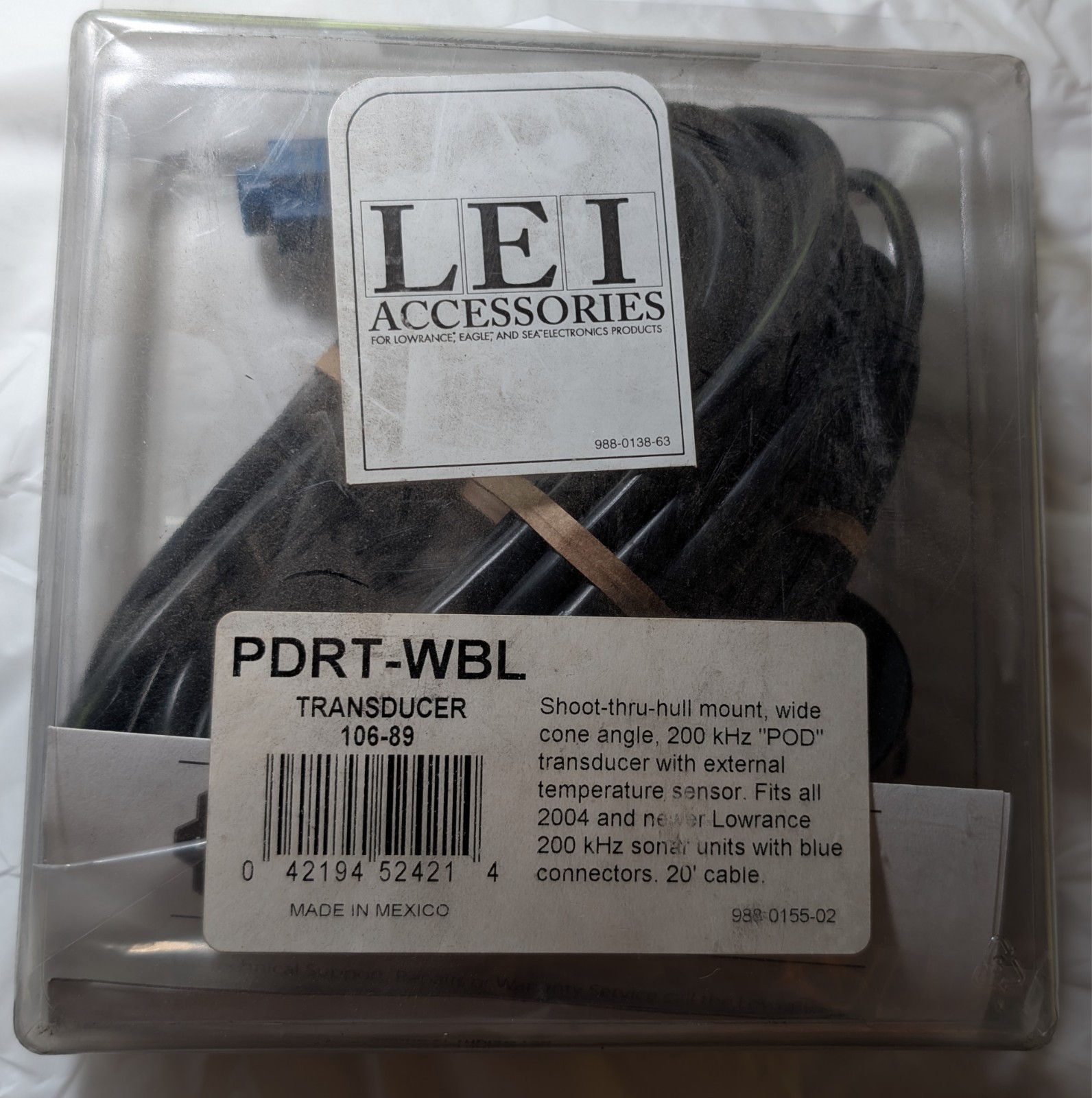 Lowrance PDRT-WBL Transducer Shoot Thru-Hull mount 106-89