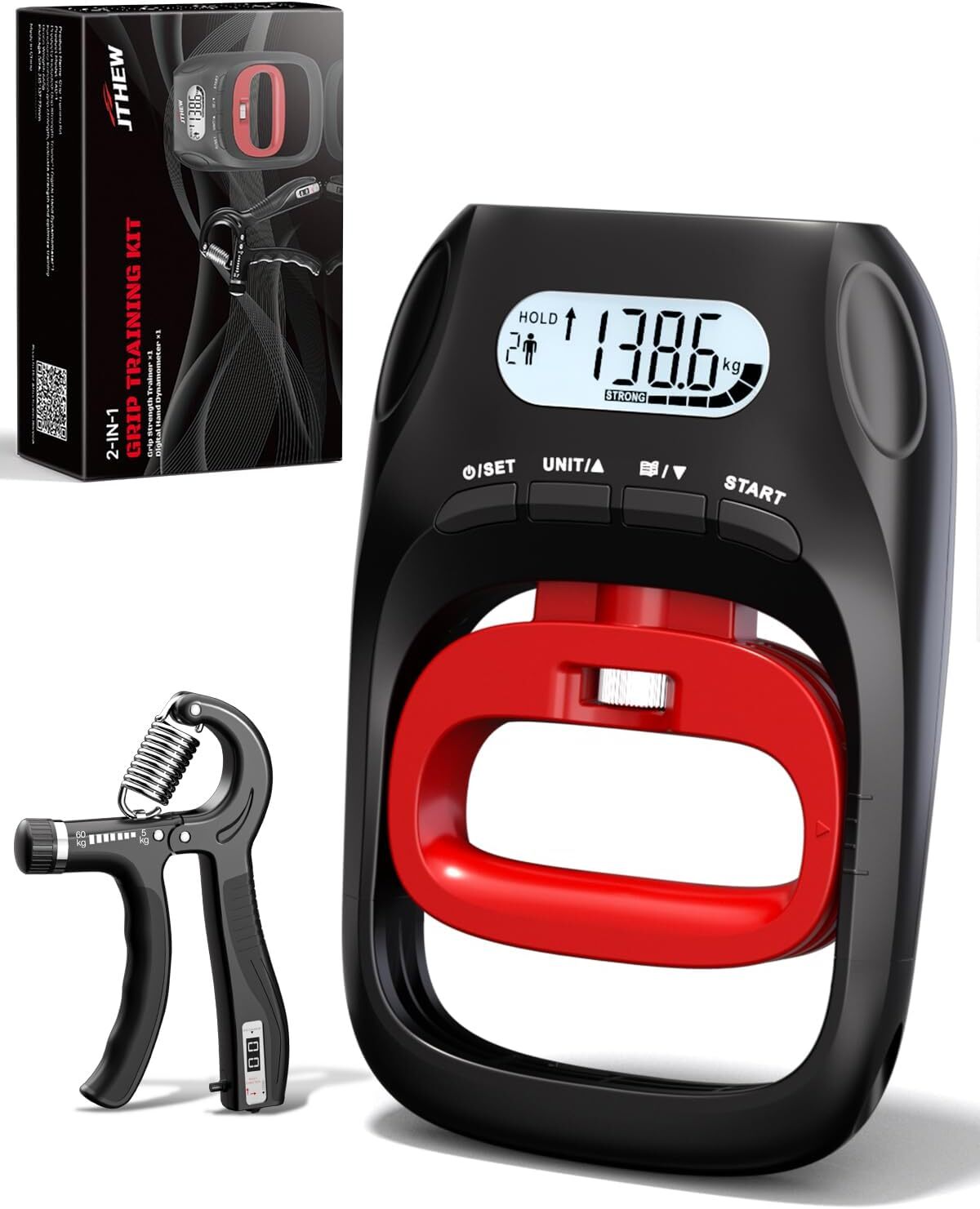 Grip Test Trainer - 400 lb/180 kg Electronic Hand Dynamometer and Adjustable