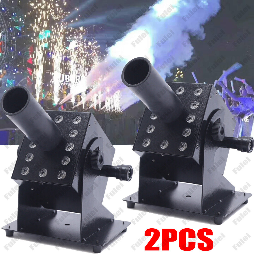 2 Pack LED CO2 Jet Smoke Machine & 6m Hose CO2 Cannon DMX Blaster DJ Disco Stag