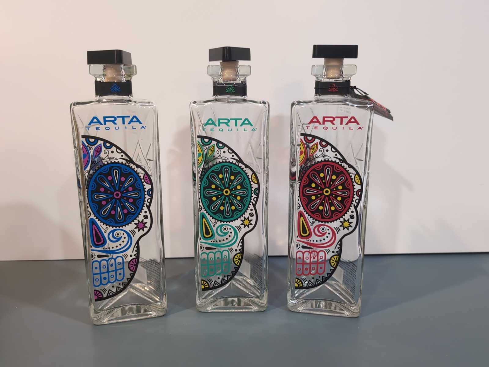 LOT OF 3 Rare Arta Tequila Bottle - USED Empty Bottles