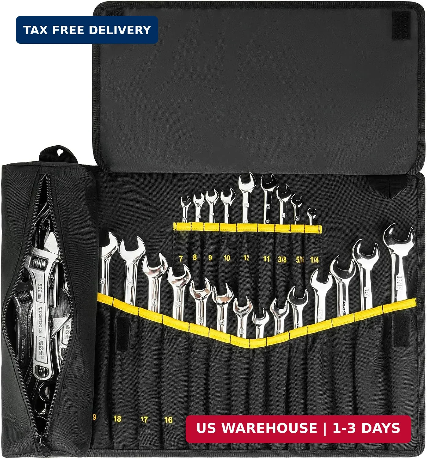 Wrench Roll Organizer,Wrench Roll Up Pouch with 23+1 Pockets,Heavy Duty Tool Rol