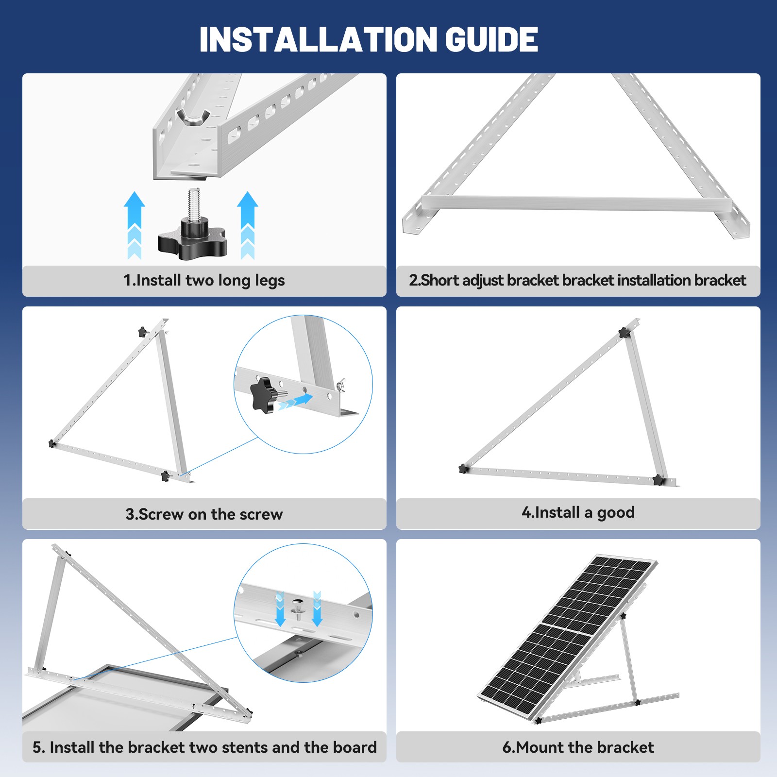 45 inch Adjustable Solar Panel RV Tilt Mount Brackets (2 Set) RV Kit System Flat