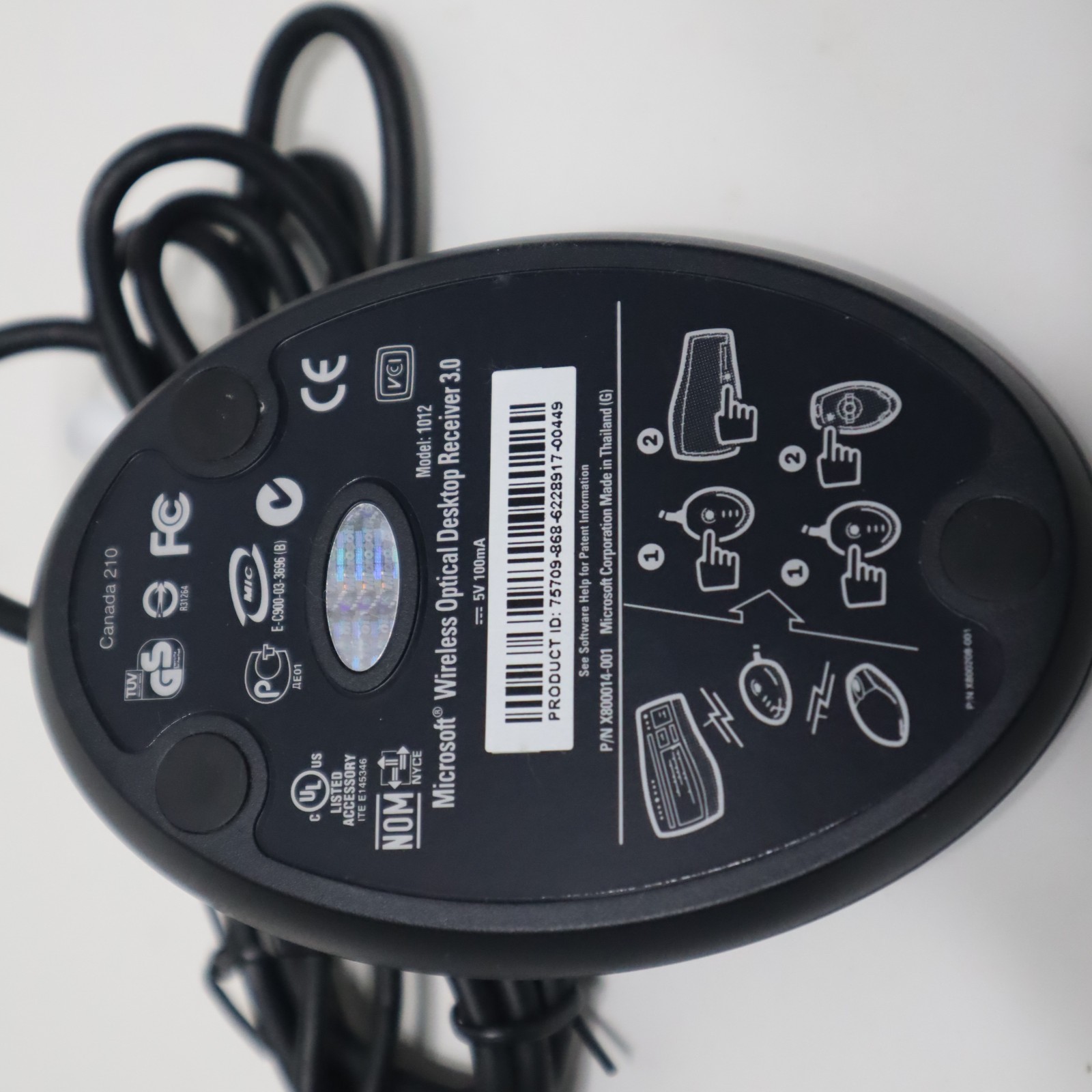 Microsoft USB Wireless Optical Desktop Receiver 3.0 Model 1012