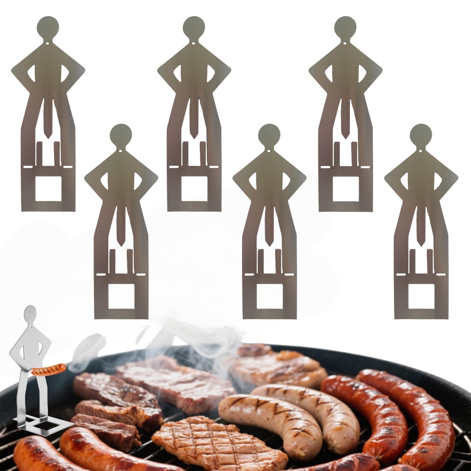 Zorythm 6PCS Funny Hot Dog Holder and Sausage Stand-Standing Man Silver