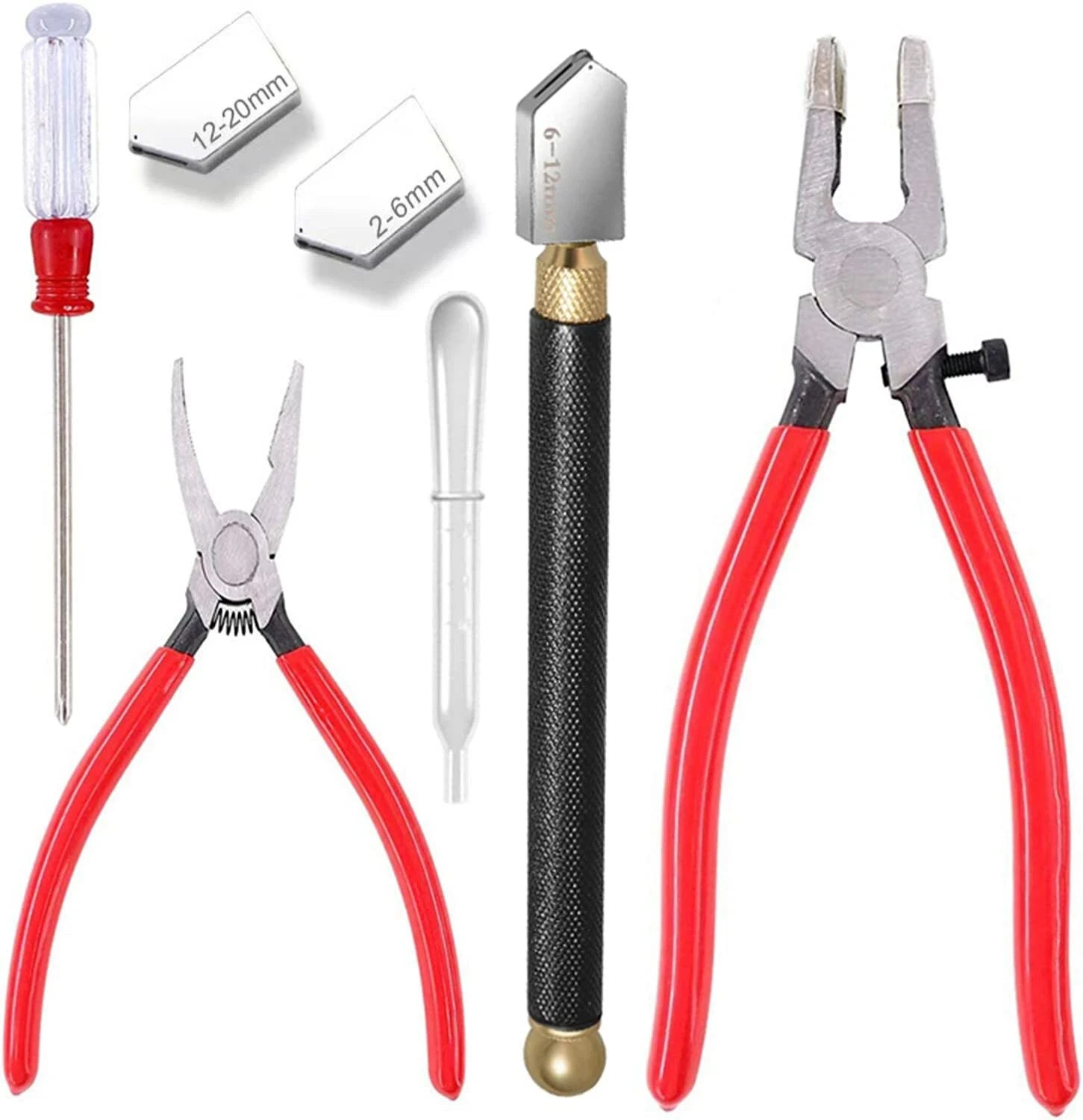 7pcs Glass Cutting Tools Kit Grozer Plier Stained Glass Cutter Tool Starter Kits