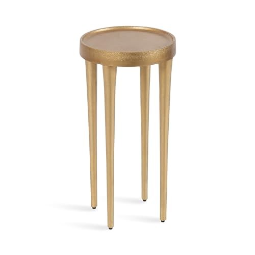Rava Modern Round Metal Drink Table with Sandcast Aluminum 10x10x21 Gold