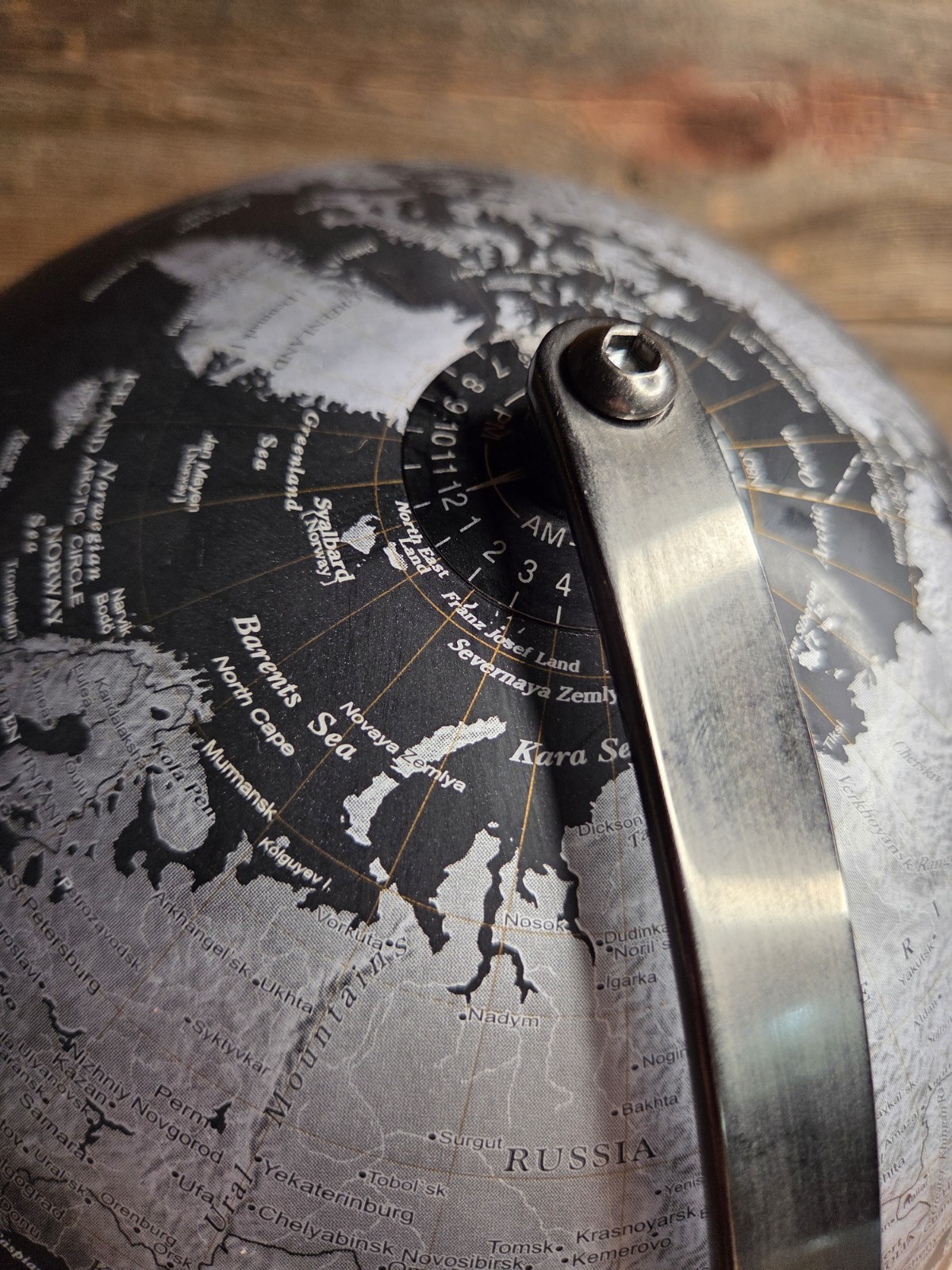 Black Metallic World Globe - 12 Inch Tabletop Globe