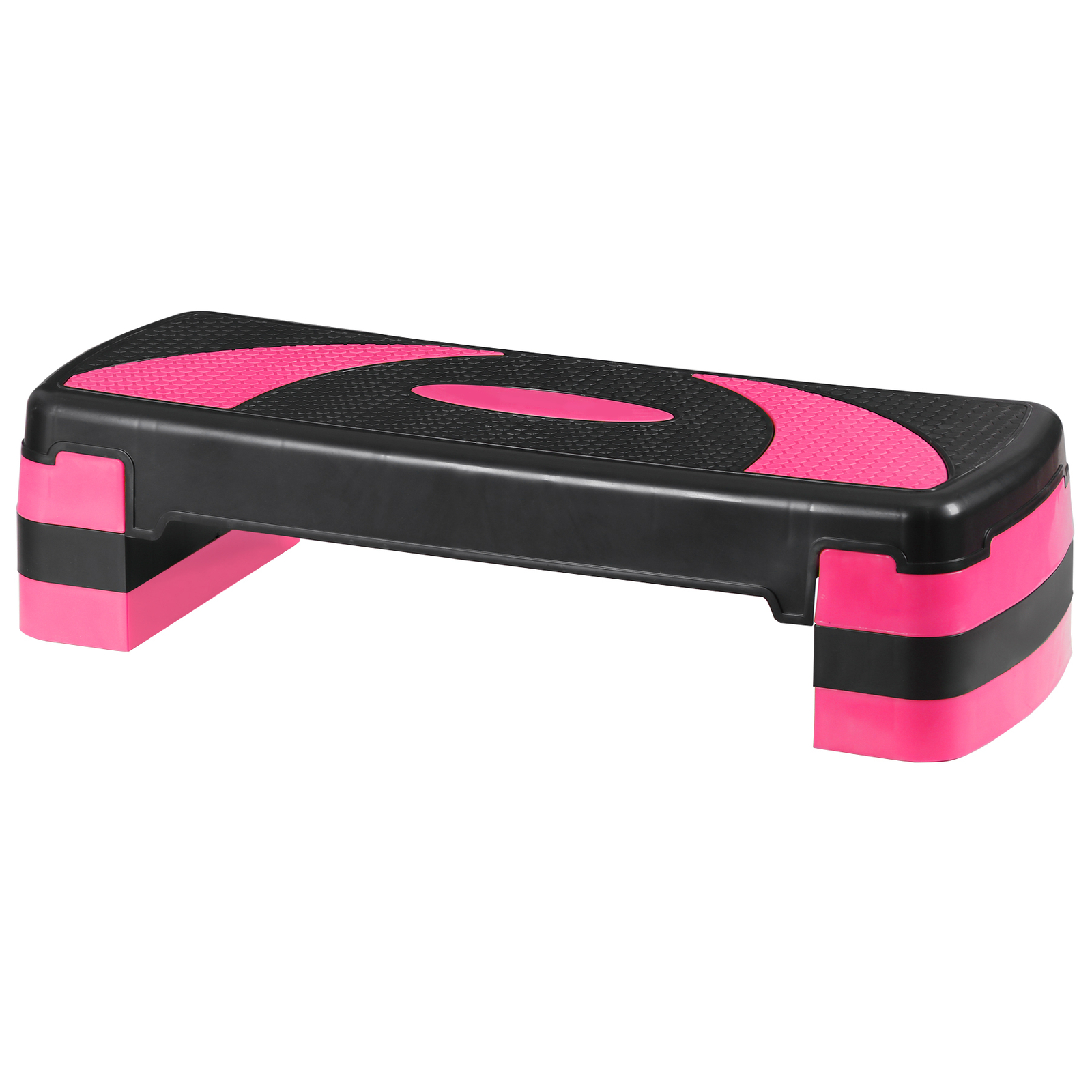 Adjustable Aerobic Stepper Workout Step with 4 Risers Exercise Platform Pink