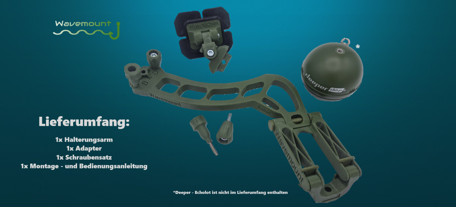 Wavemount 2 - Deeper Halterung Futterboot Schlauchboot Pro+ Chirp+ Chirp+2 NEU
