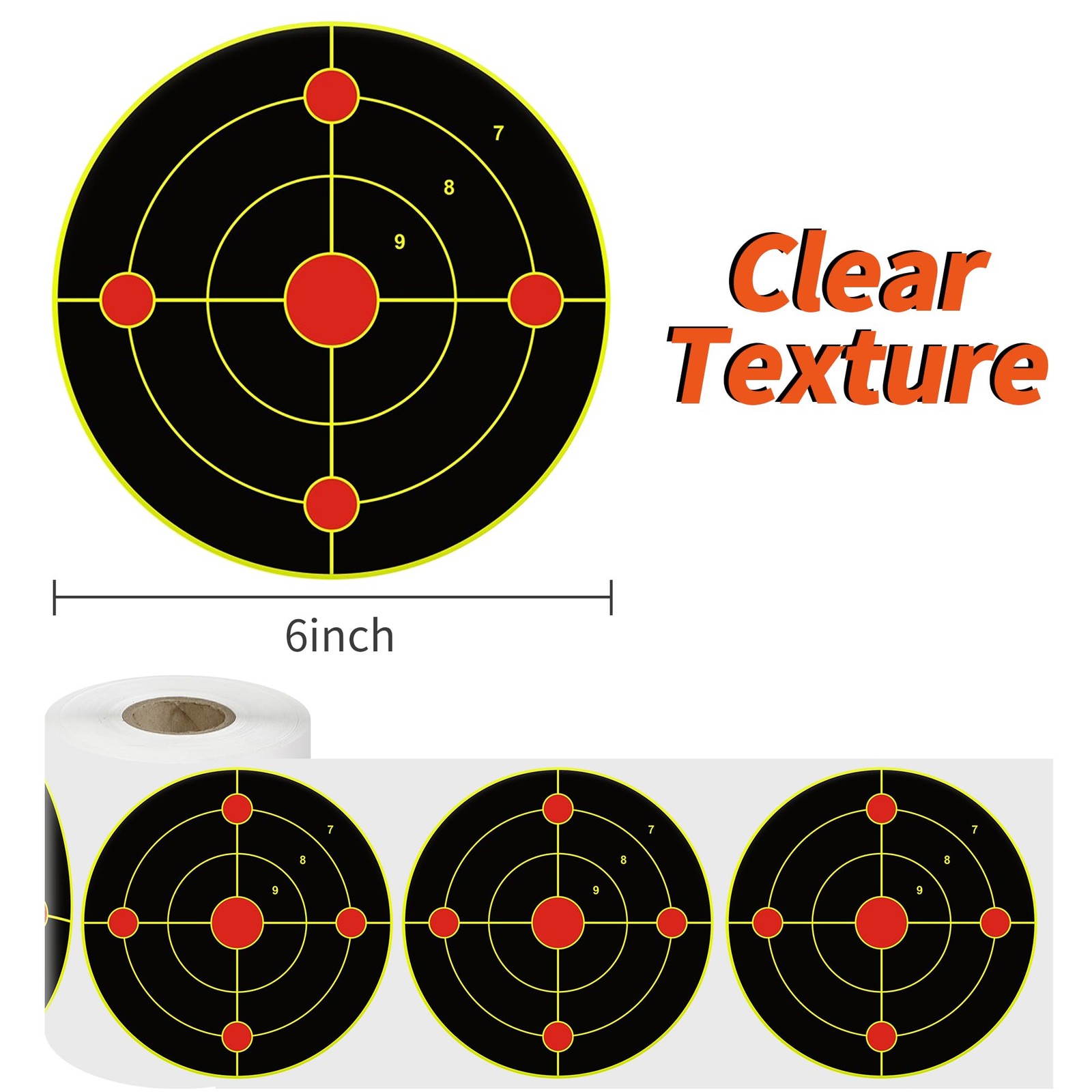 6 Inch 100 Pack Splatter Targets, Self-Adhesive Shooting 6", Circle-Yellow