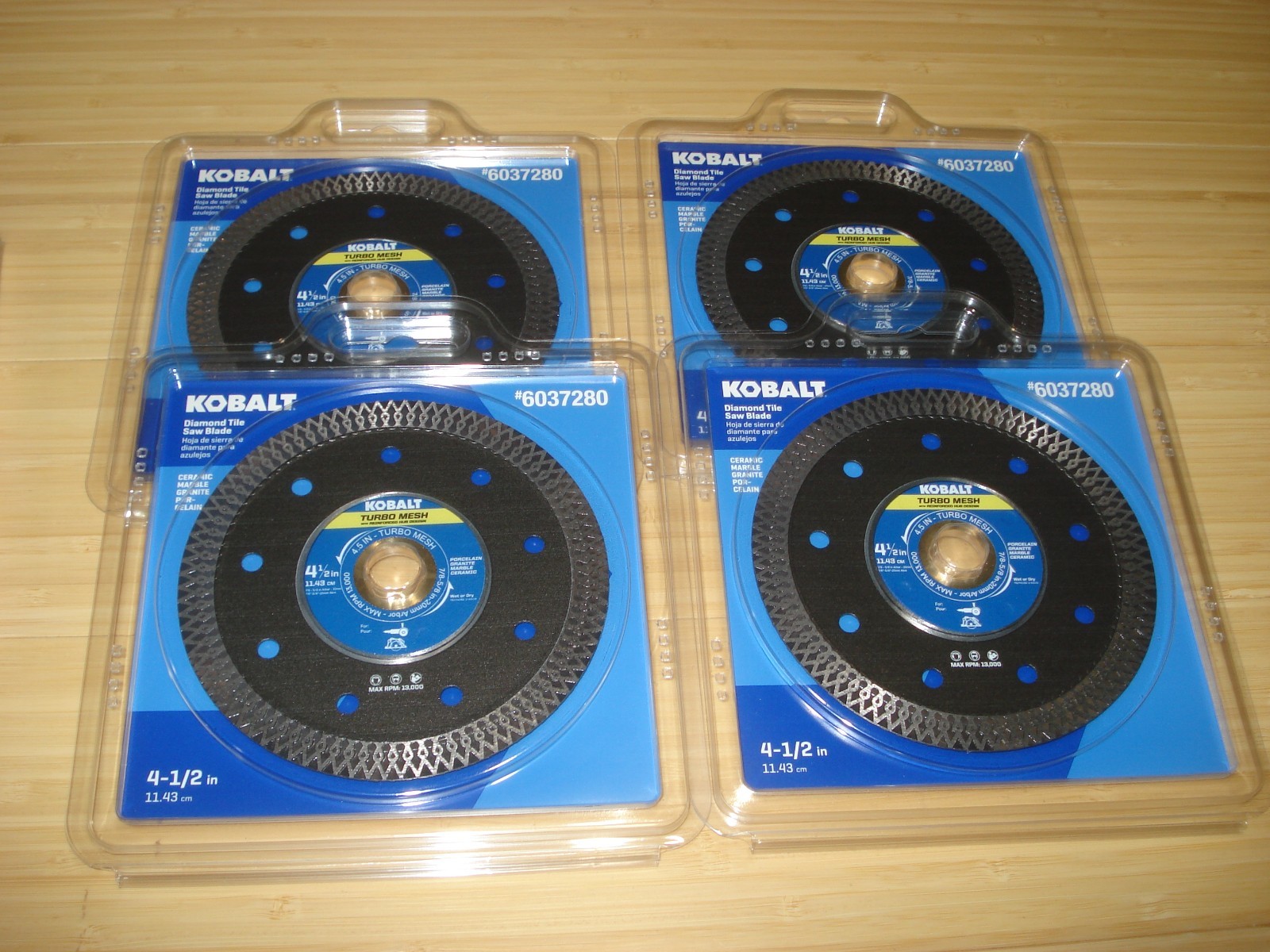 Lot Of 4 kobalt Turbo Mesh Blade wet or dry 4-1/2” 7/8-5/8” arbor 6037280 New