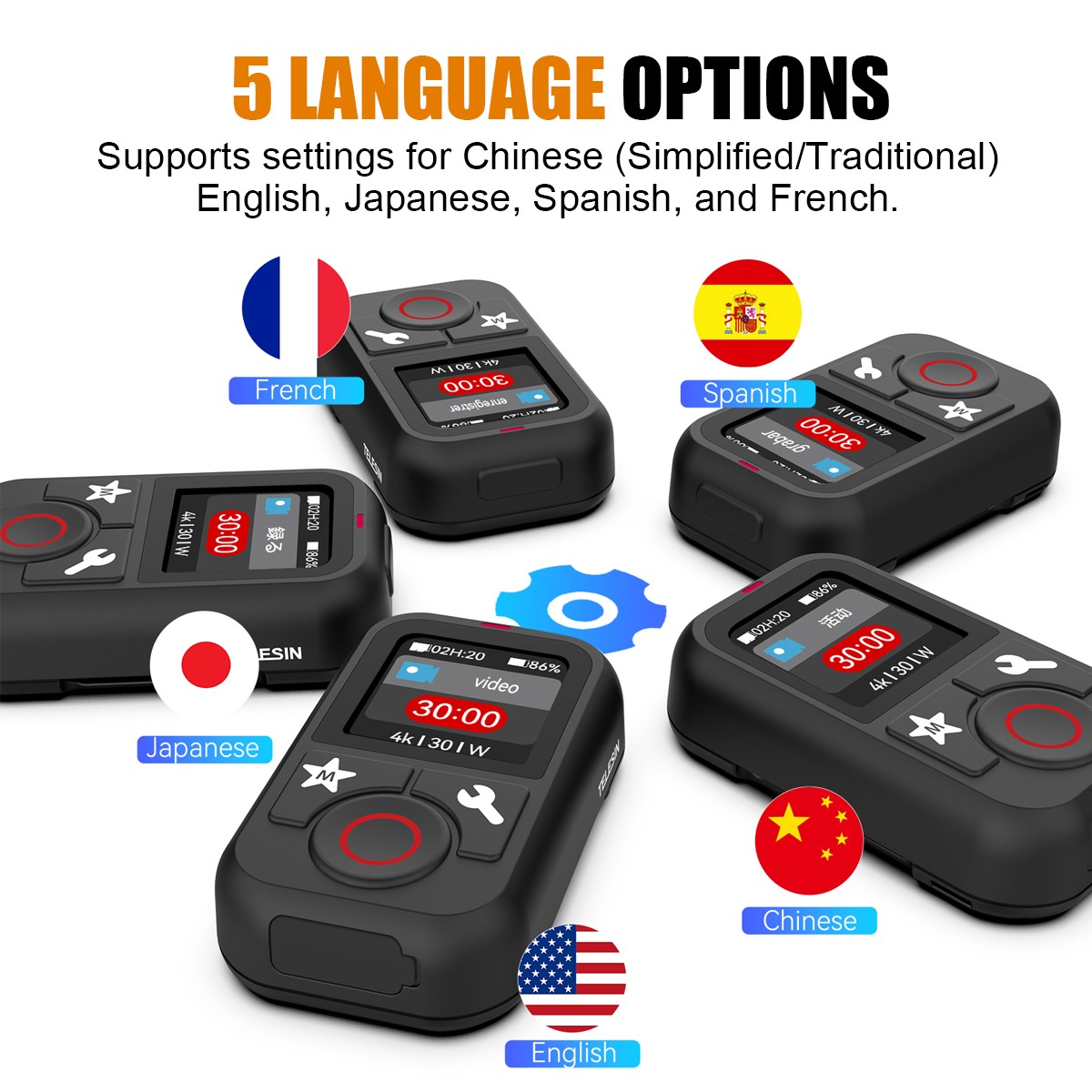 Bluetooth Wireless Remote Controller 60M For GoPro Hero 13 12/11/10/9 Max Camera
