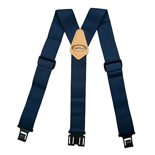 Belt Clip Suspenders with Fully Elastic with Hook End Non-Metal Plastic Blue