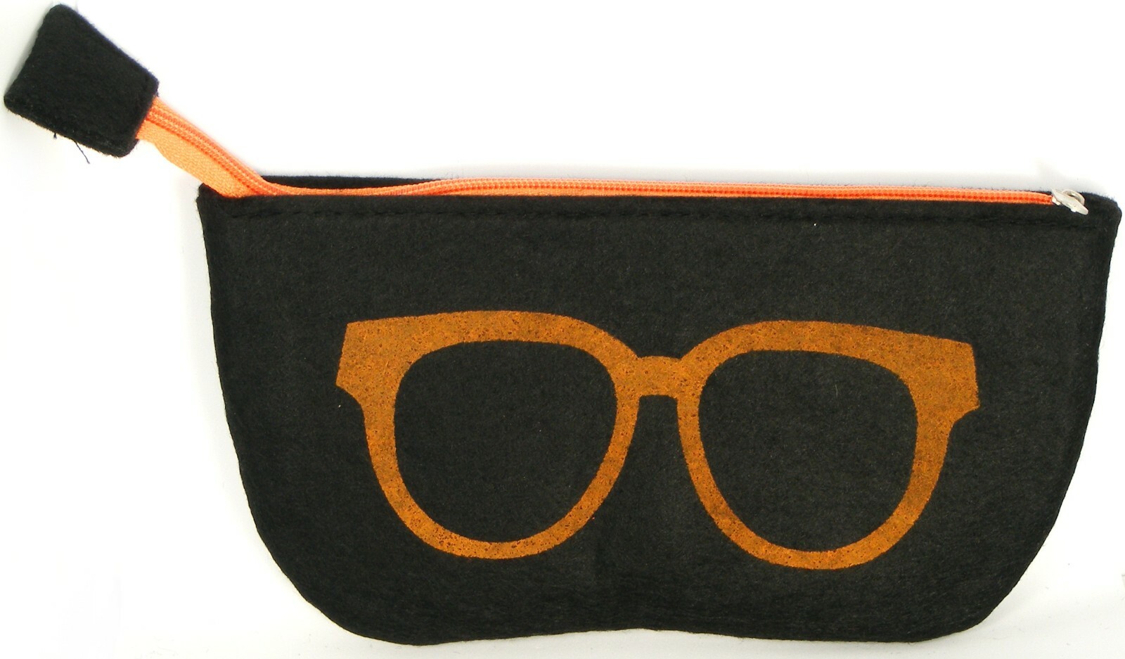 NEW Soft Strong Felt BLACK /ORANGE Case w/ Zipper for all Sunglasses Eyeglasses