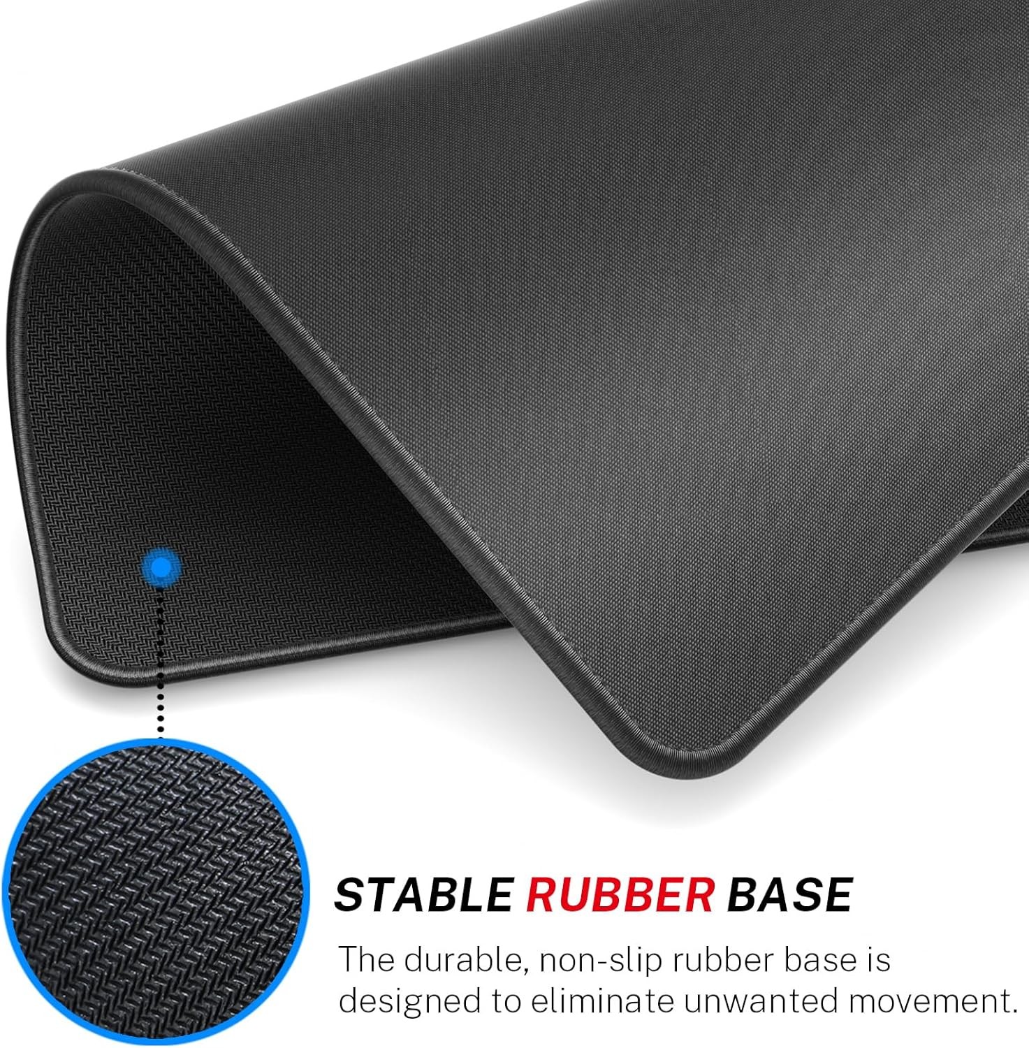 MROCO Mouse Pad [30% Larger] with Stitched Edges, 3 Pack 3 Count, Black