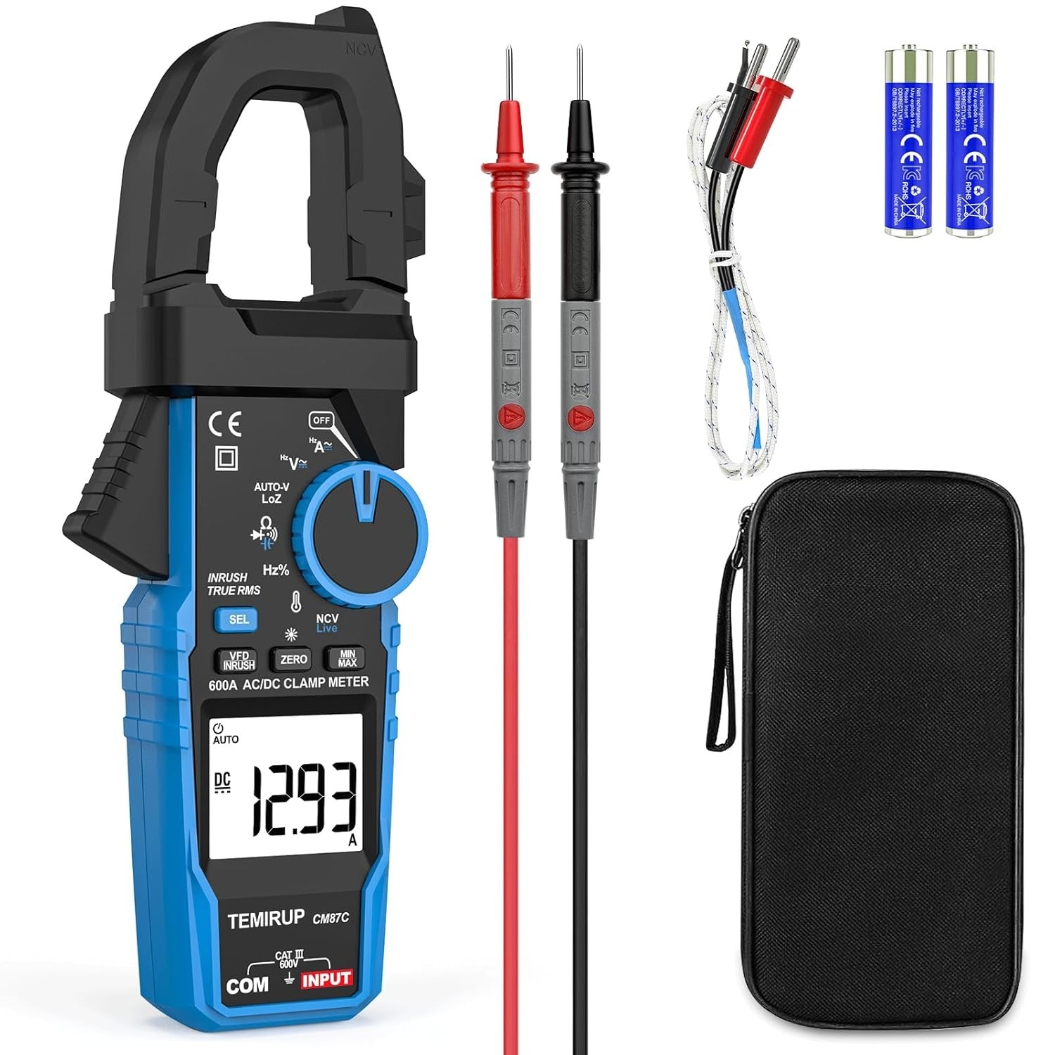 Digital Inrush Clamp Meter Multimeter, T-RMS 6000 Counts 600A Current Amp Vol...