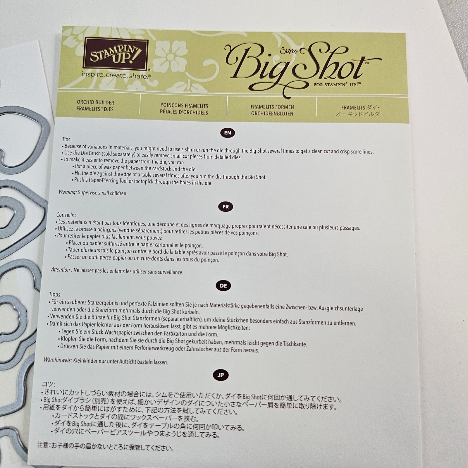 Stampin Up Big Shot Orchid Builder Framelits Dies