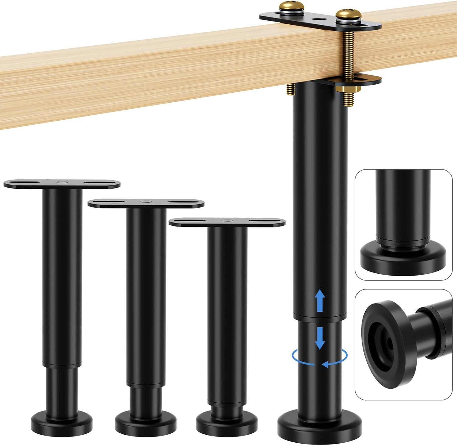 Set of 4 Adjustable Bed Legs Replacement, Adjustable Metal Bed Frame Support Leg