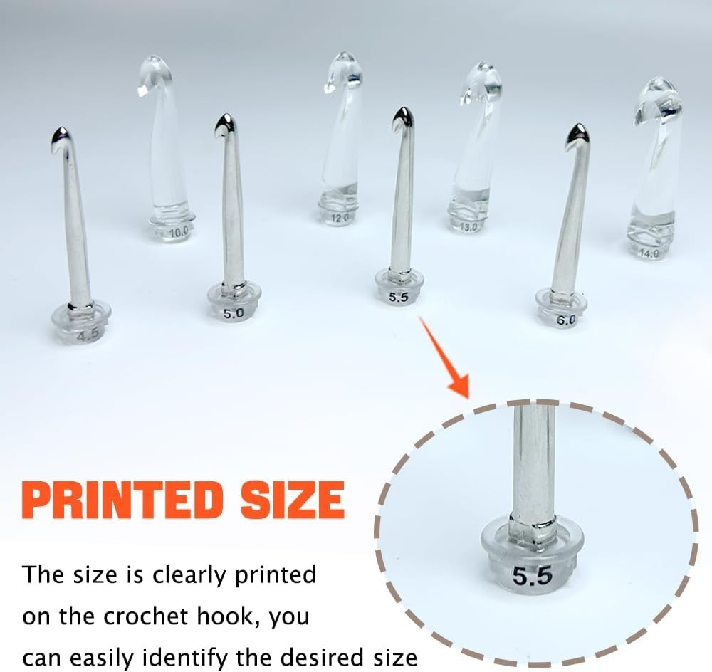 18 Size Counting Crochet Hooks with Light, Digital Counter Crochet Hooks Set ...