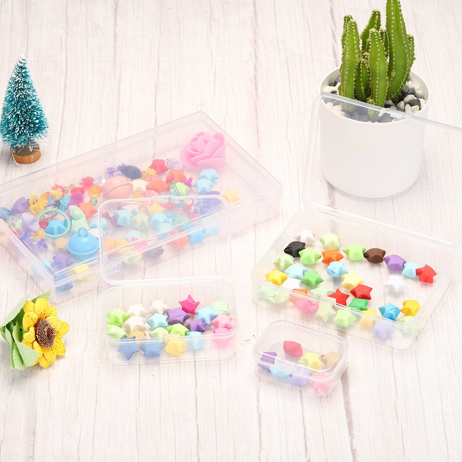20 Pack 3.3x2.2x1 Inch Plastic Clear Storage Box with Hinged Lid