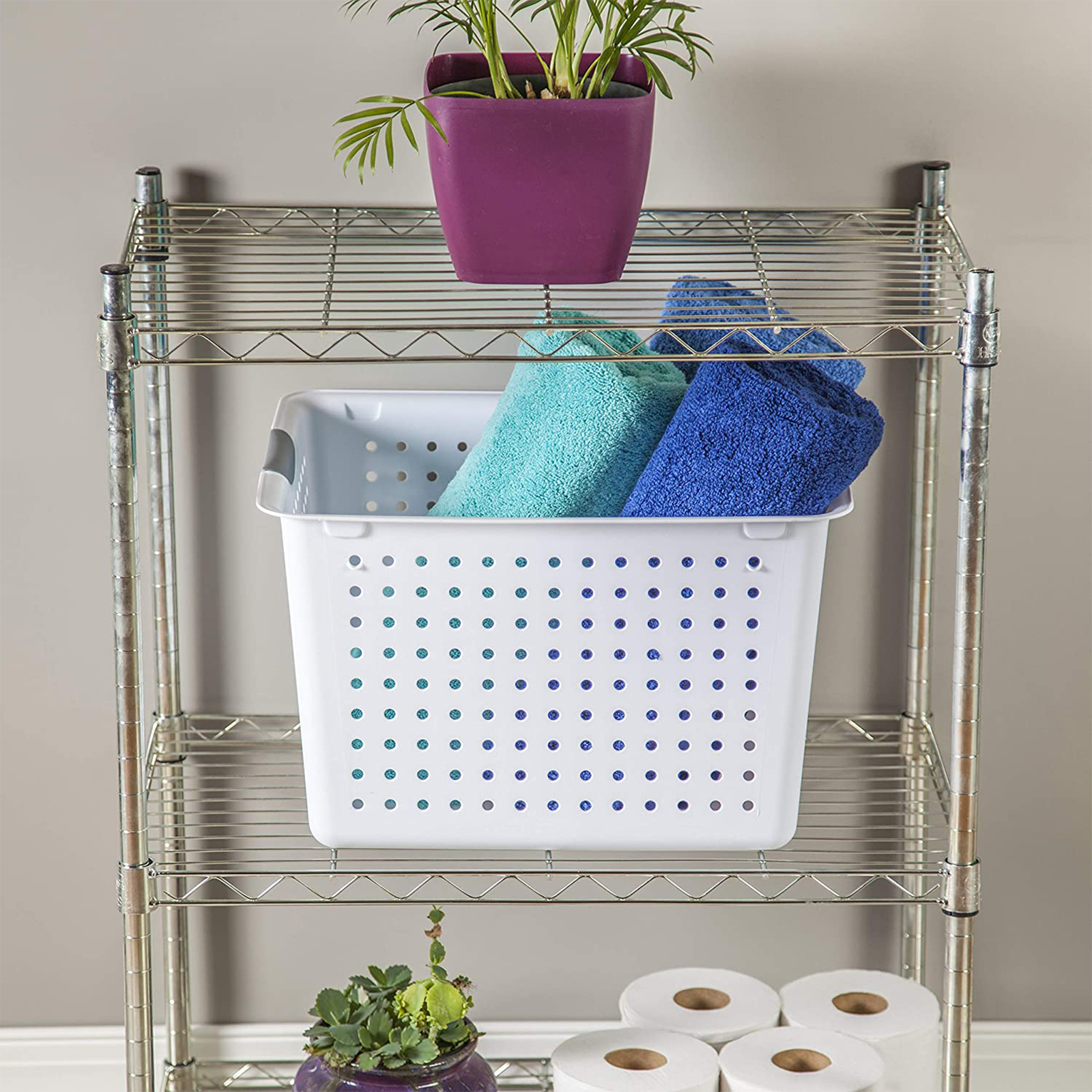 Sterilite Large Deep Durable Ultra Plastic Storage Basket Tote, White (6 Pack)