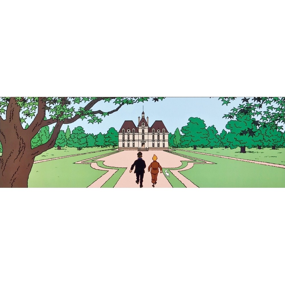 Double postcard Moulinsart Tintin, the castle of Moulinsart (29.7x10.5cm)