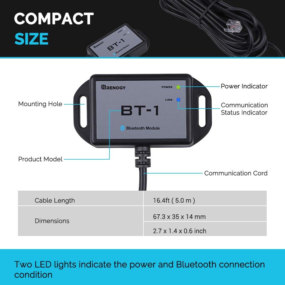 Renogy Bluetooth Module Rj12 Communication Port Compatible