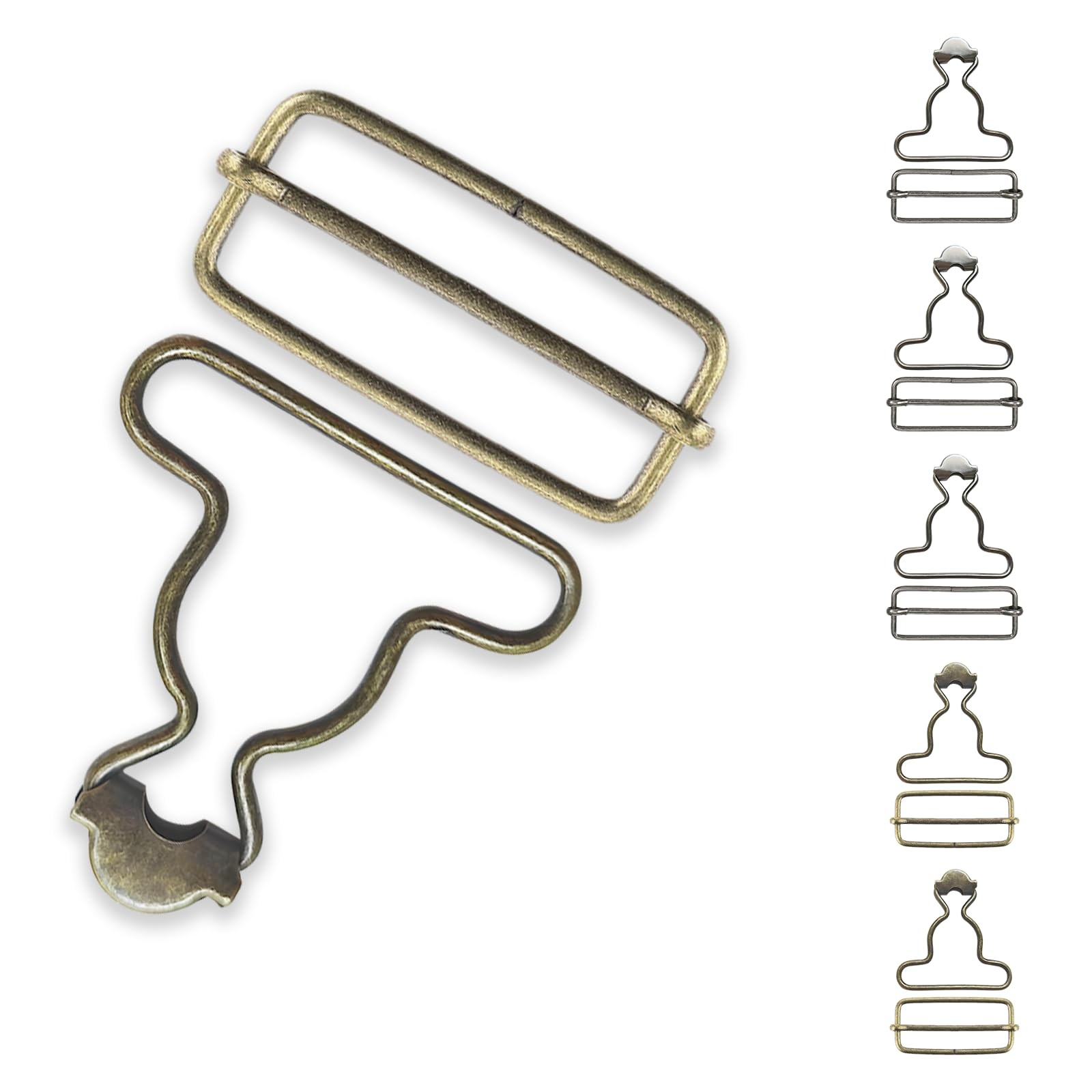 6 Pairs Mixed Color Overall Buckles , Adjustable Metal Suspender Clips, Heavy...