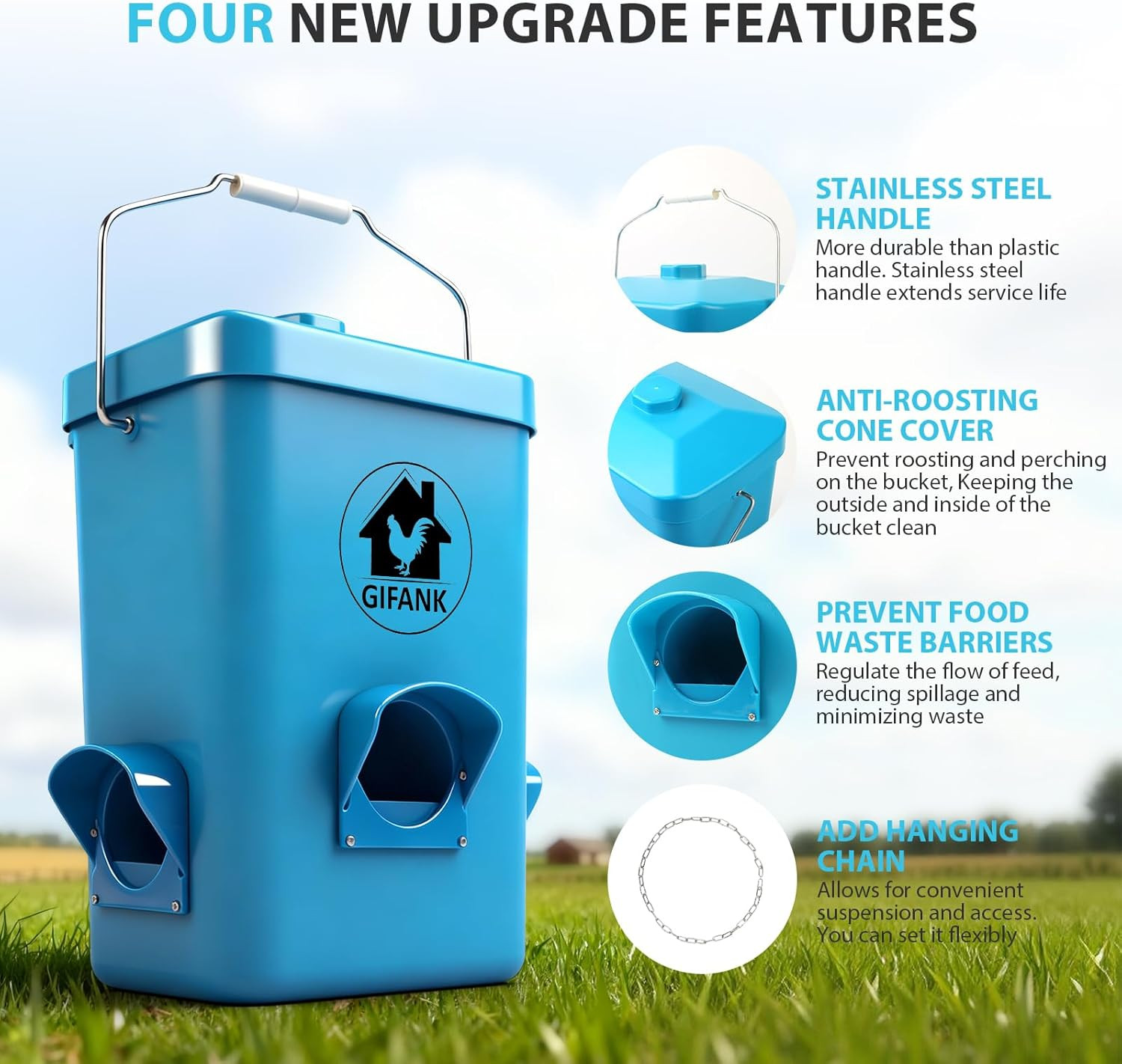 26 Pounds Chicken Feeder, Automatic Chicken Feeder No Waste Waterproof,Hanging P