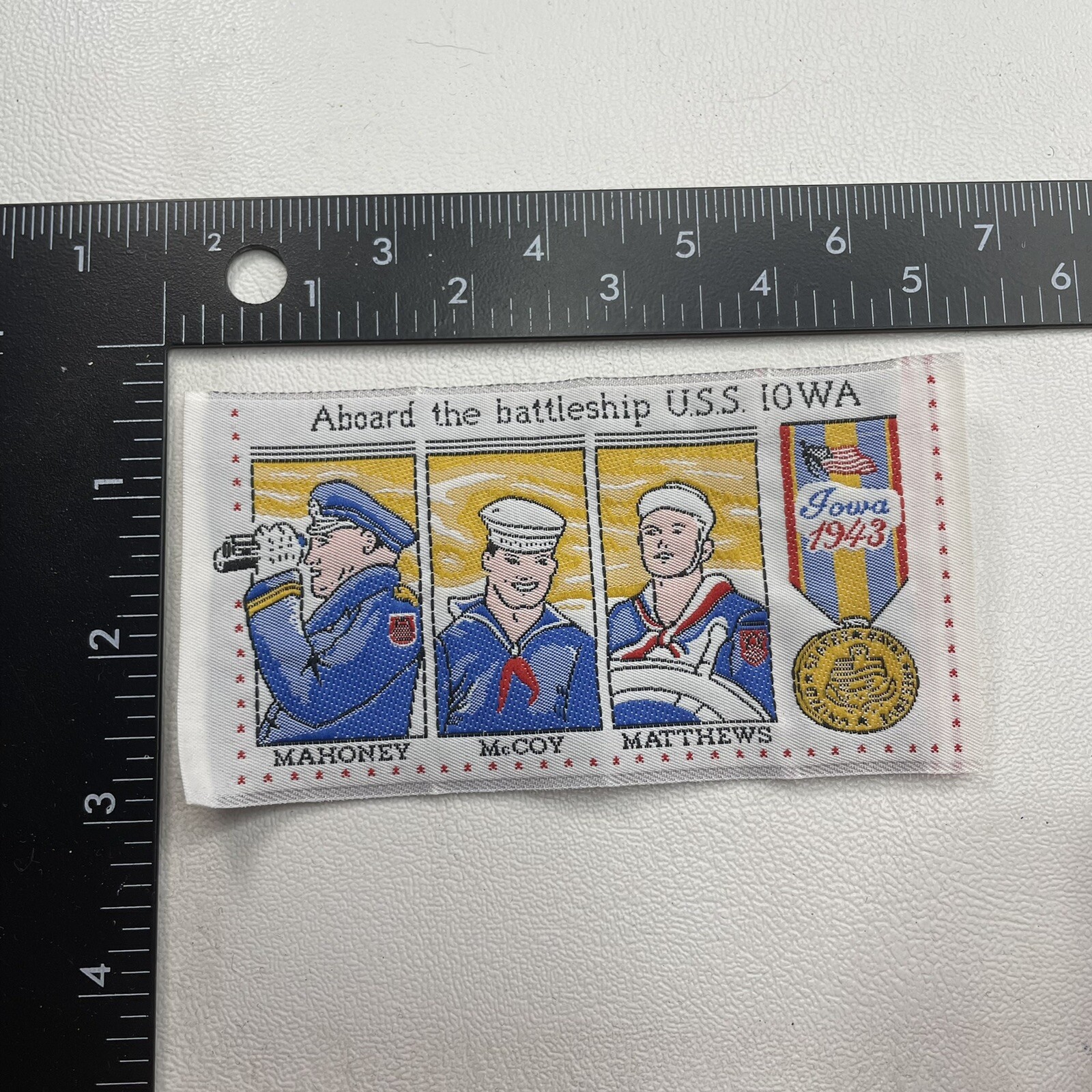 U.S. Navy BATTLESHIP USS IOWA Woven Label Style Patch (Los Angeles Museum) 26TU