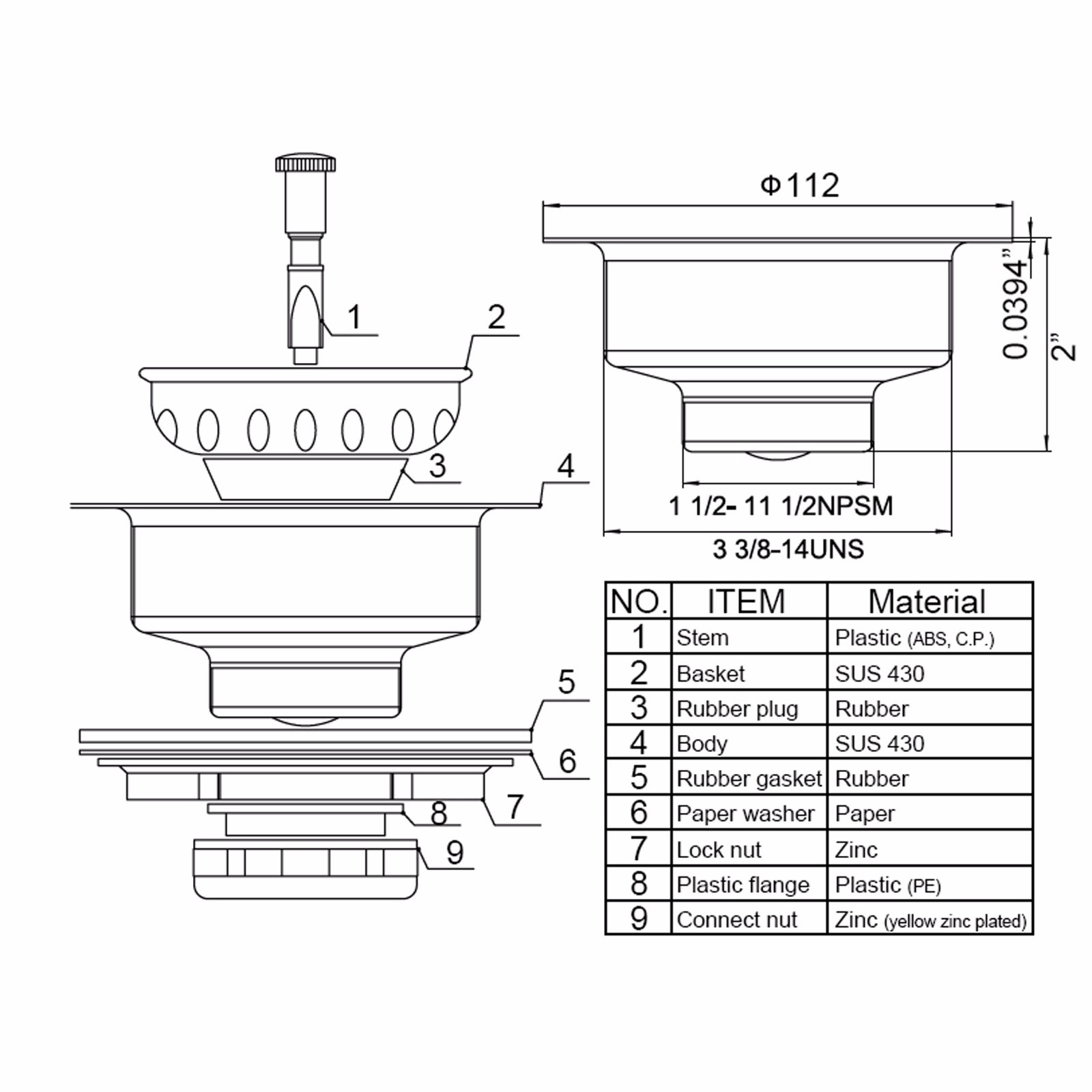 Stainless Steel Kitchen Sink Strainer with Basket