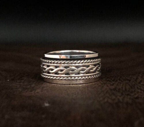 Solid 925 Sterling Silver Band & Celtic Spinner Handmade Jewelry Ring All Size