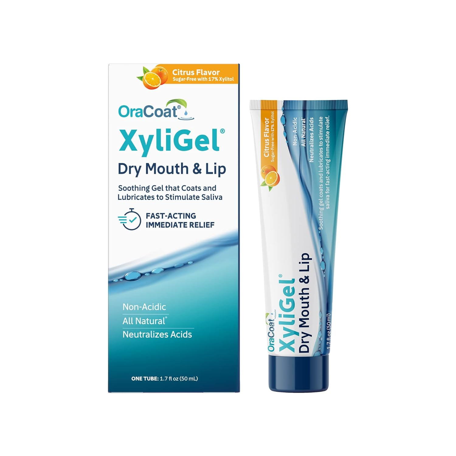 Xyligel, Dry Mouth Gel, Soothing Citrus Oral Gel with Xylitol, Lip Moisturizer f